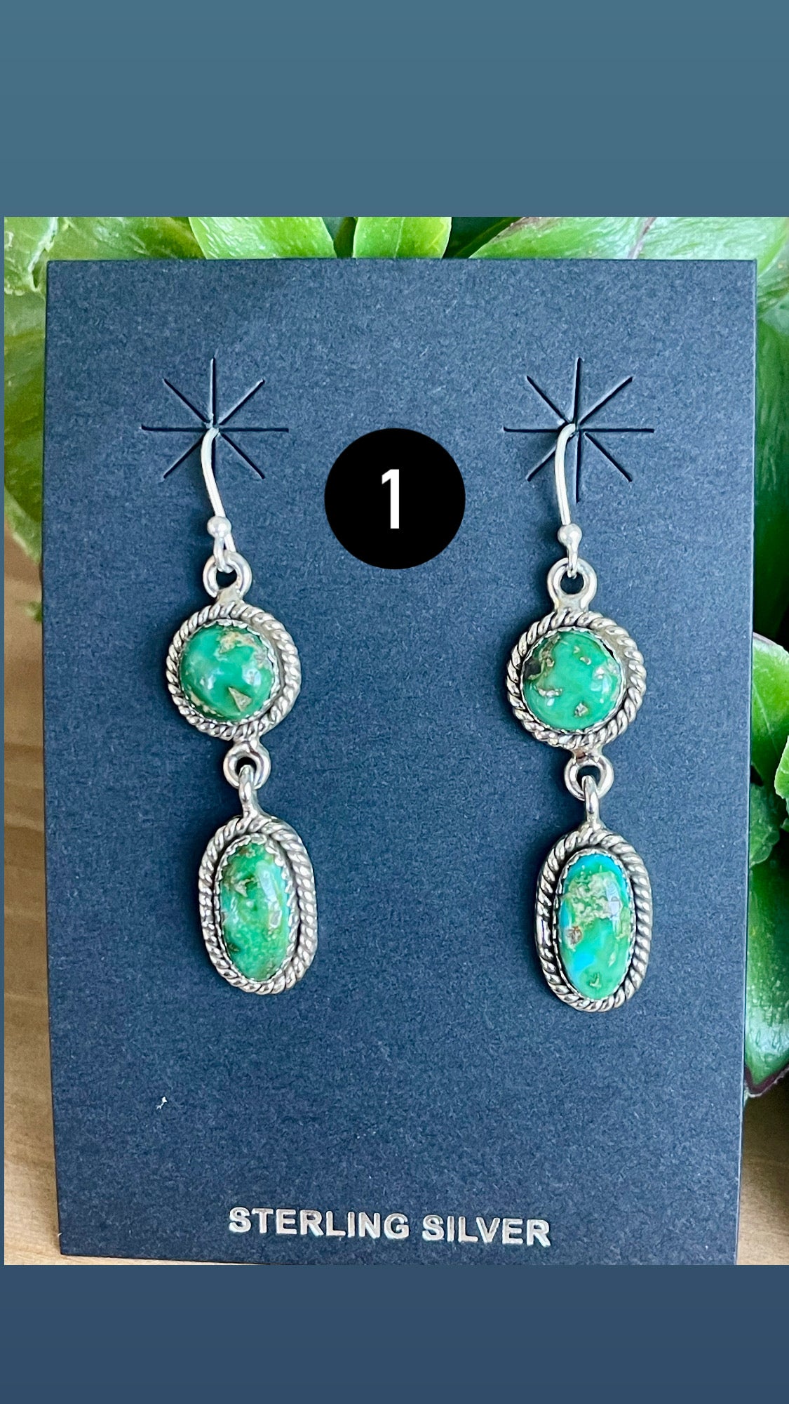 Southwest Handmade Sonoran Mountain Turquoise & Sterling Silver Post Dangle Earrings