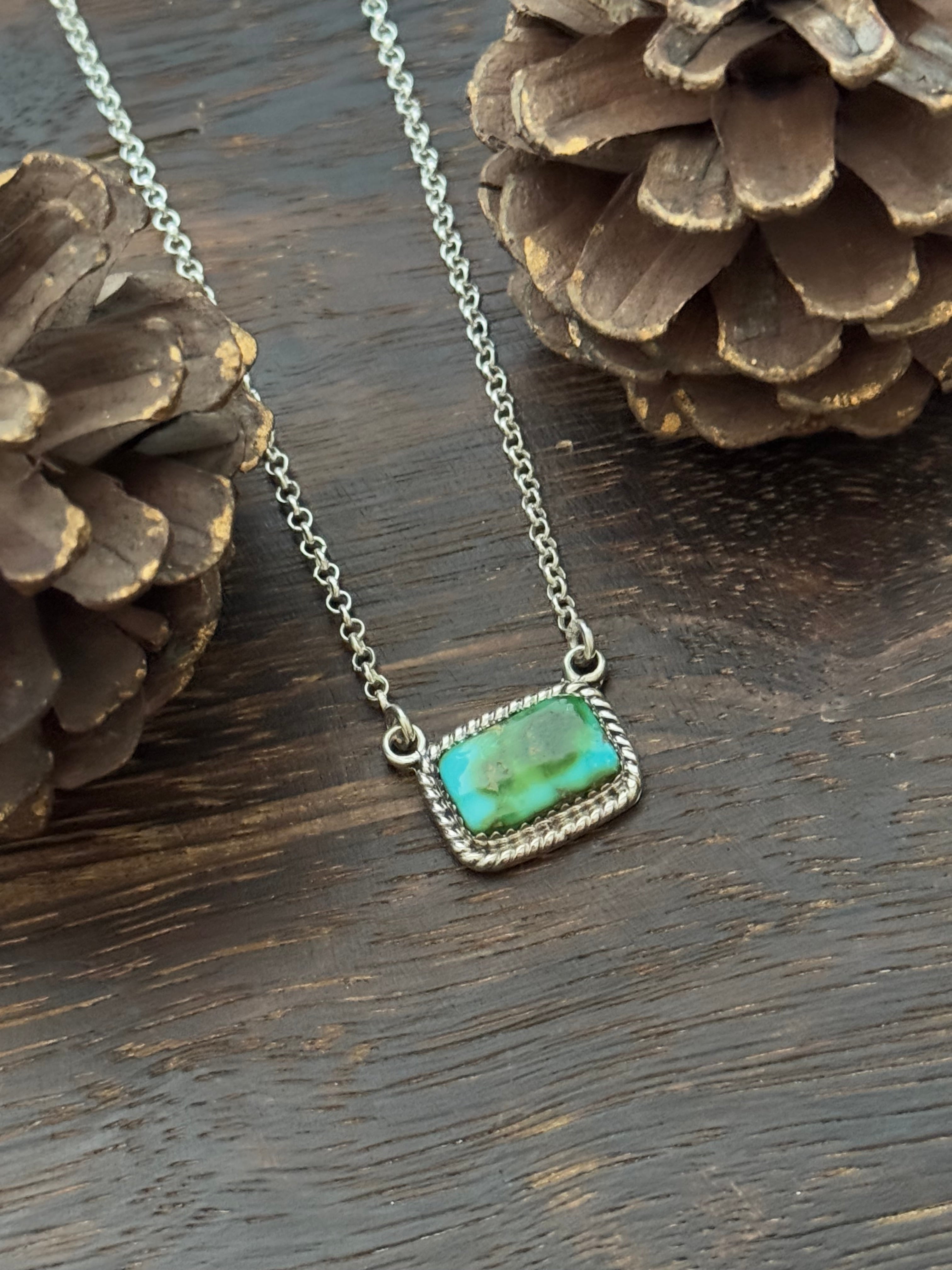 Southwest Sonoran Mountain Turquoise & Sterling Silver Bar Necklace