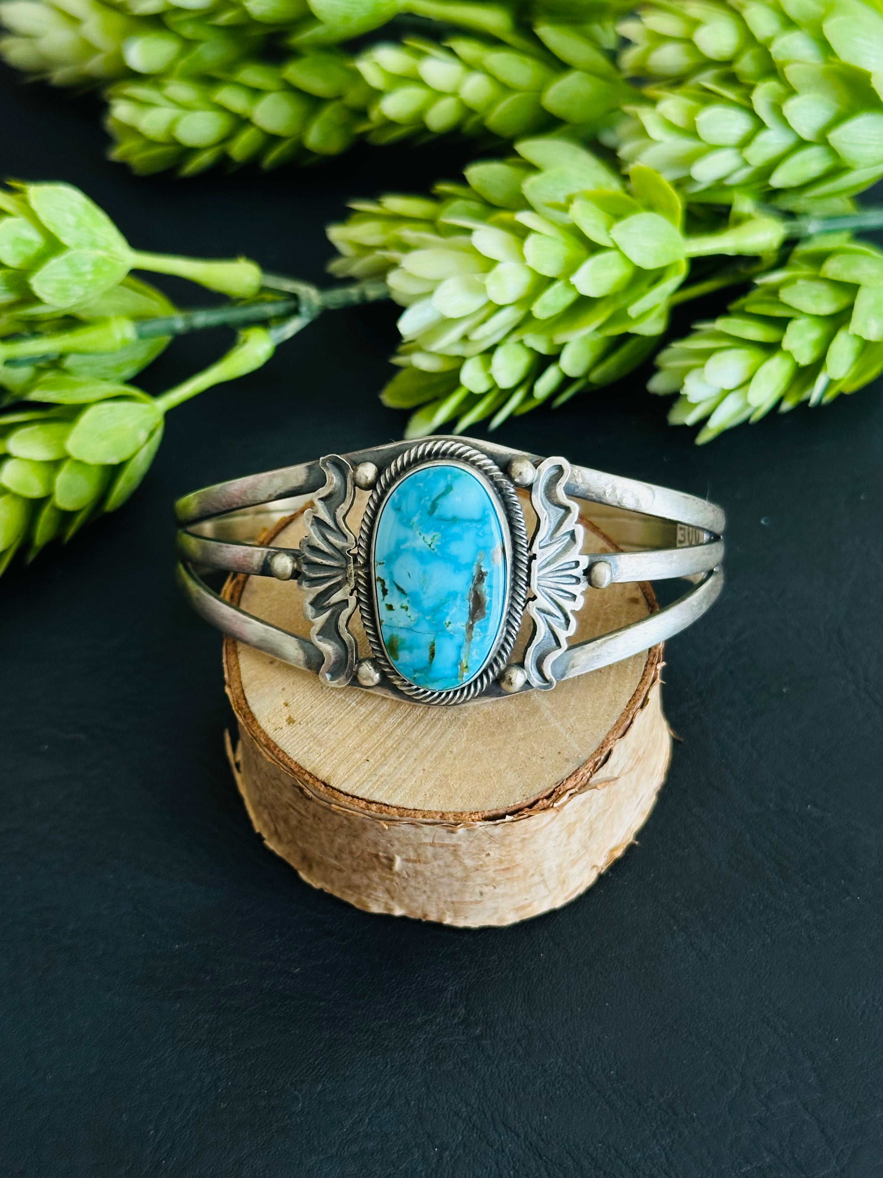 Mark Yazzie High Grade Turquoise and Sterling Silver Cuff Bracelet