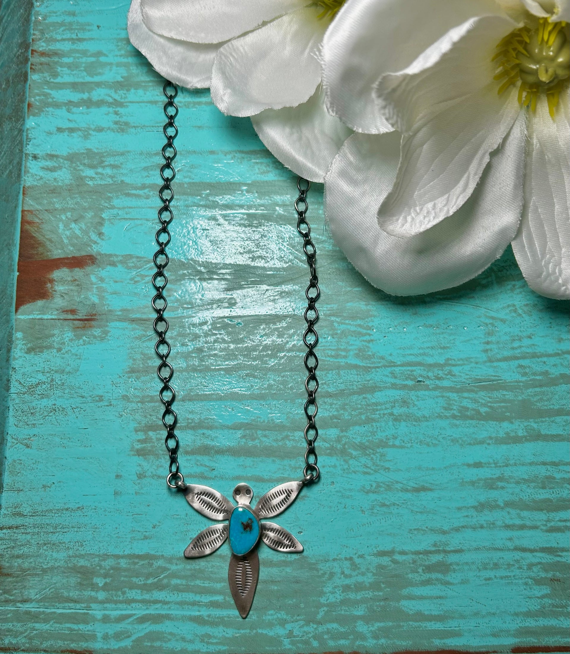 Navajo Made Egyptian Turquoise& Sterling Sliver Necklace