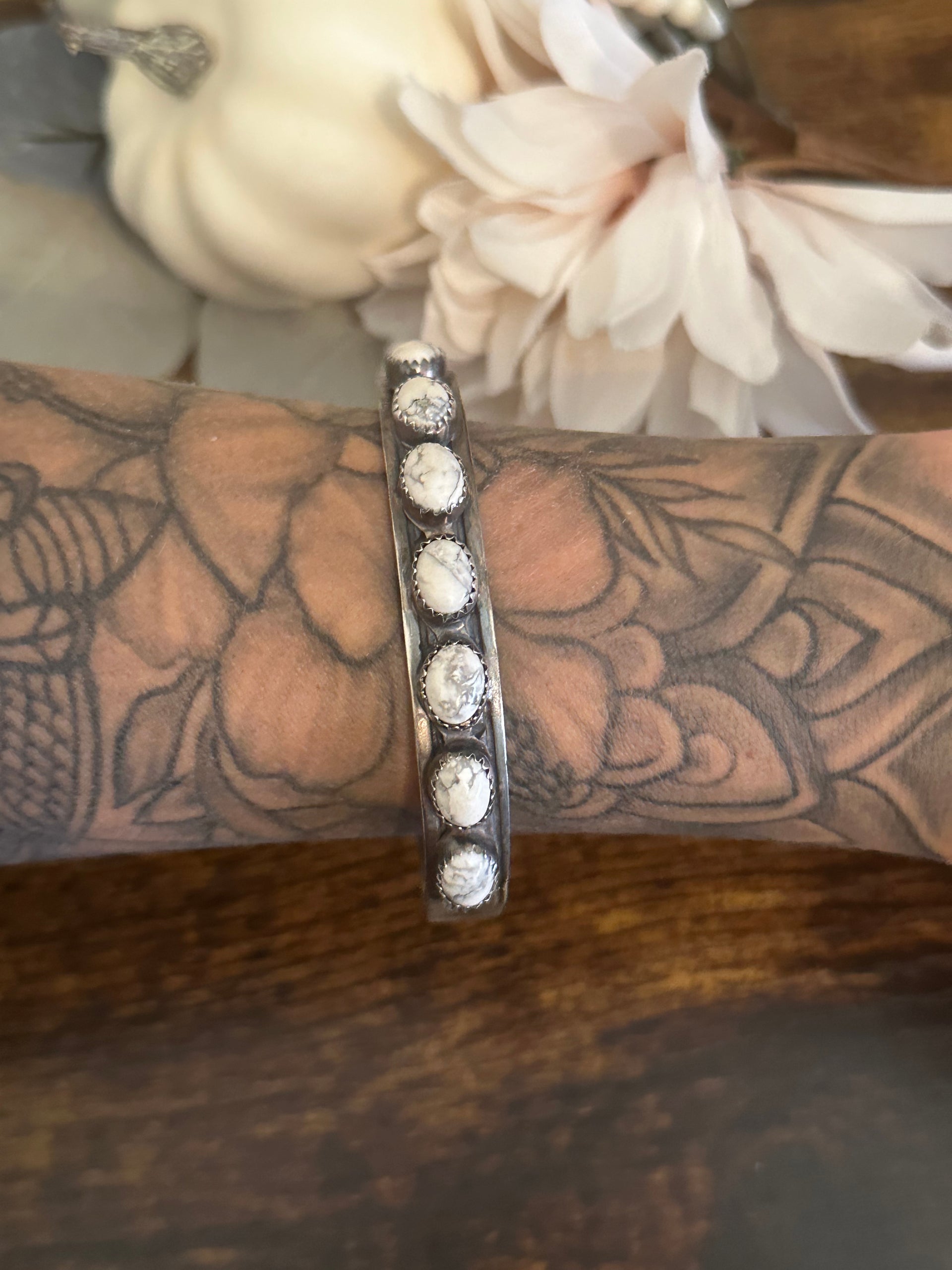 Rick Enriquez Howlite & Sterling Silver Cuff Bracelet