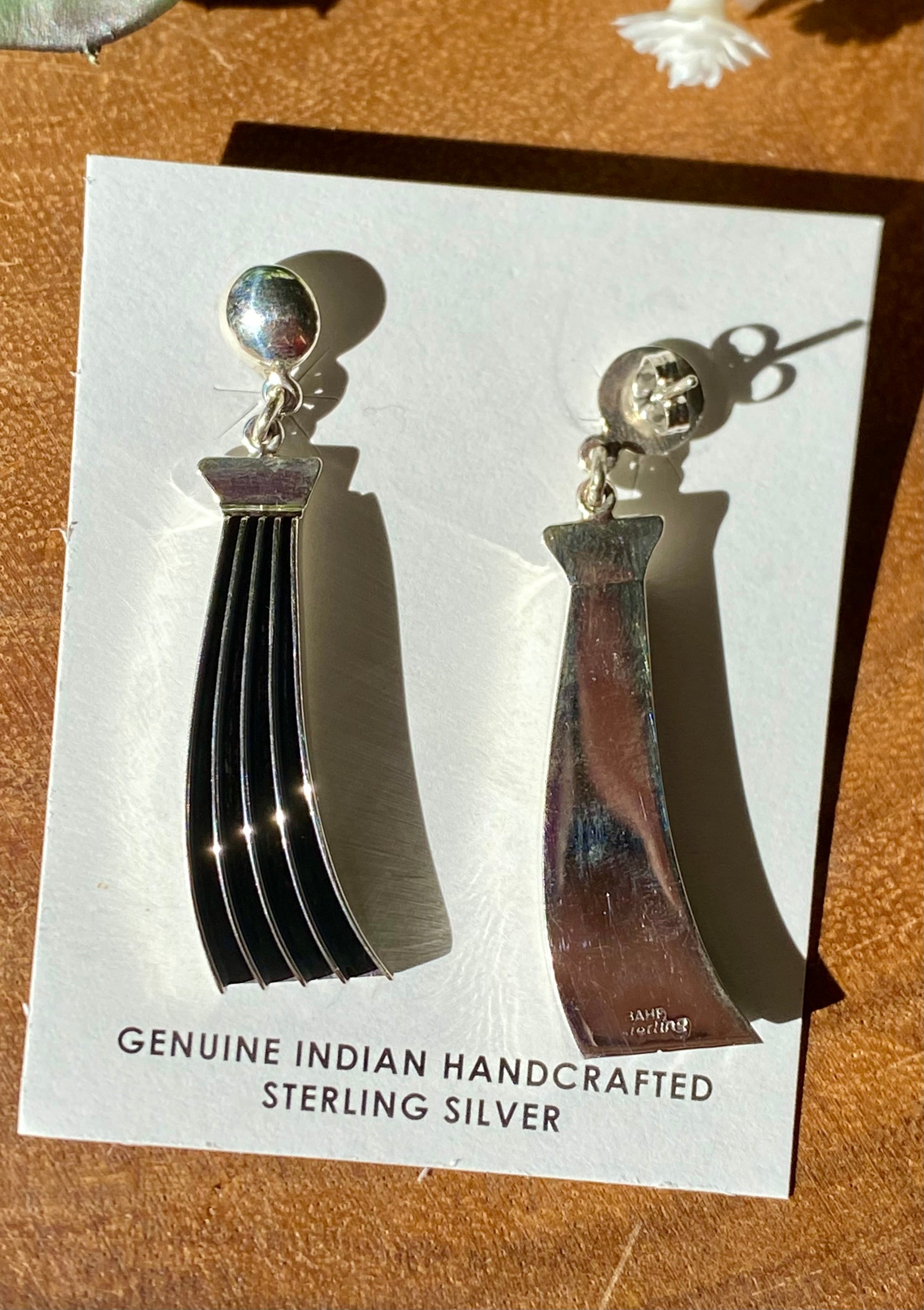 Navajo Made Sterling Silver Post Dangle Earrings