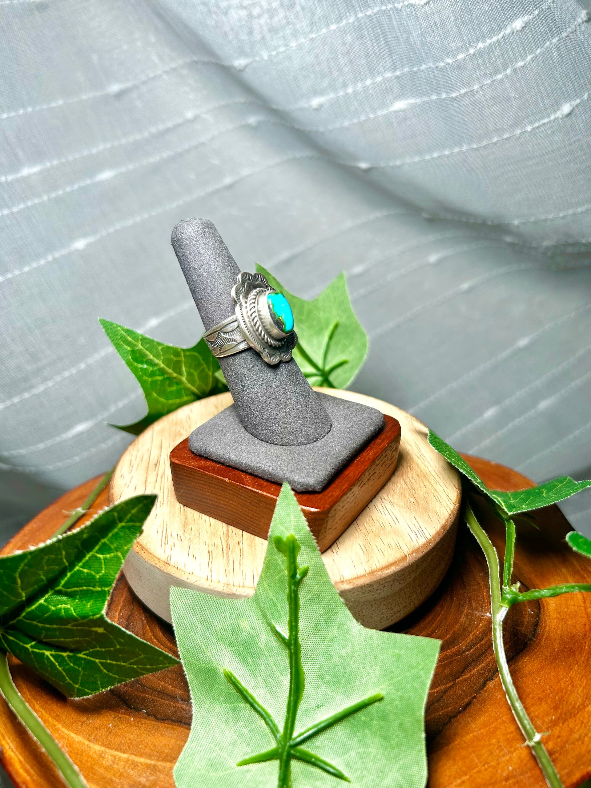 Tillie John Sonoran Gold Turquoise & Sterling Silver Ring Size 6.75