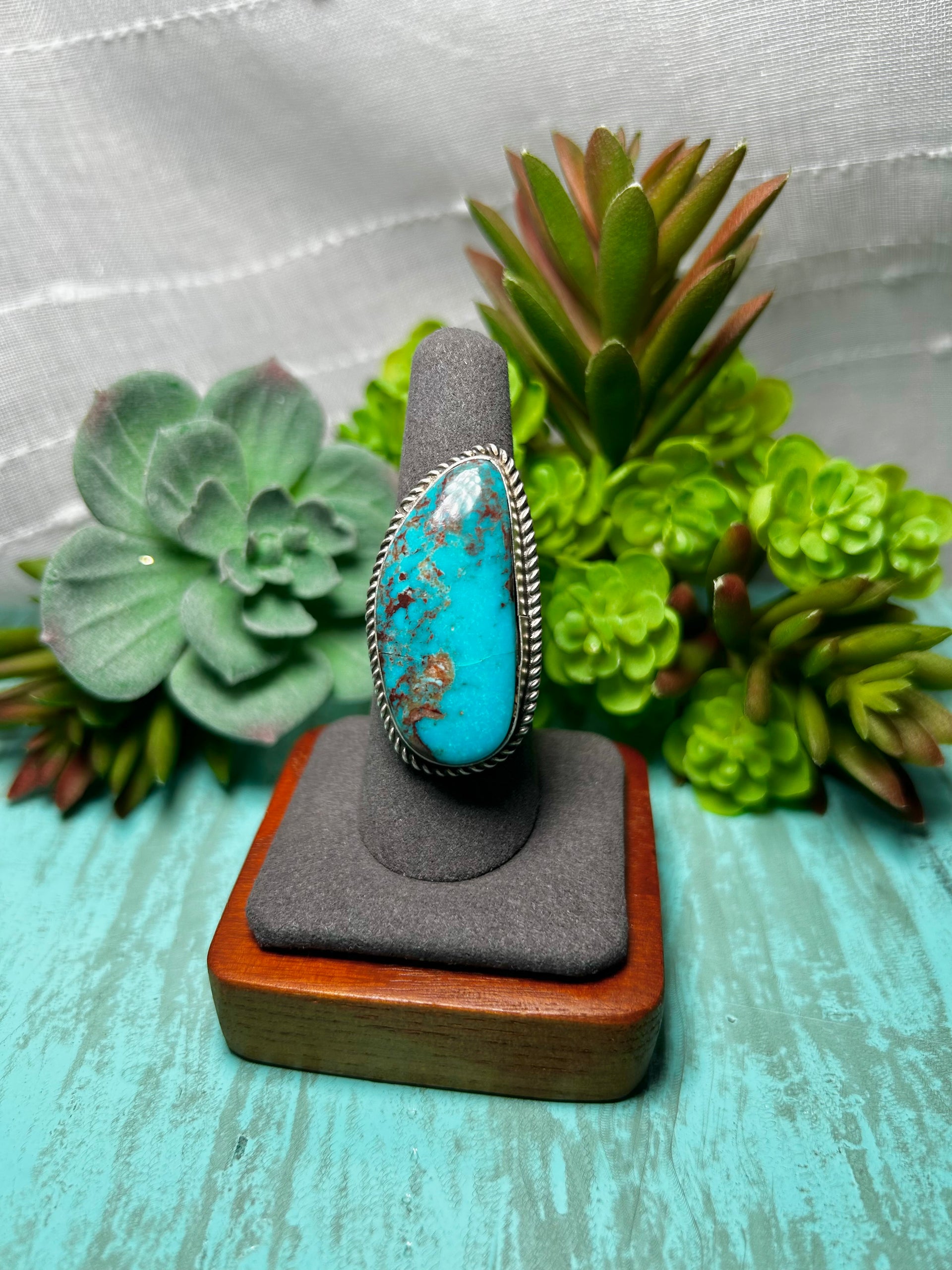 Donovan Nez Kingman Turquoise & Sterling Sliver Adjustable Ring