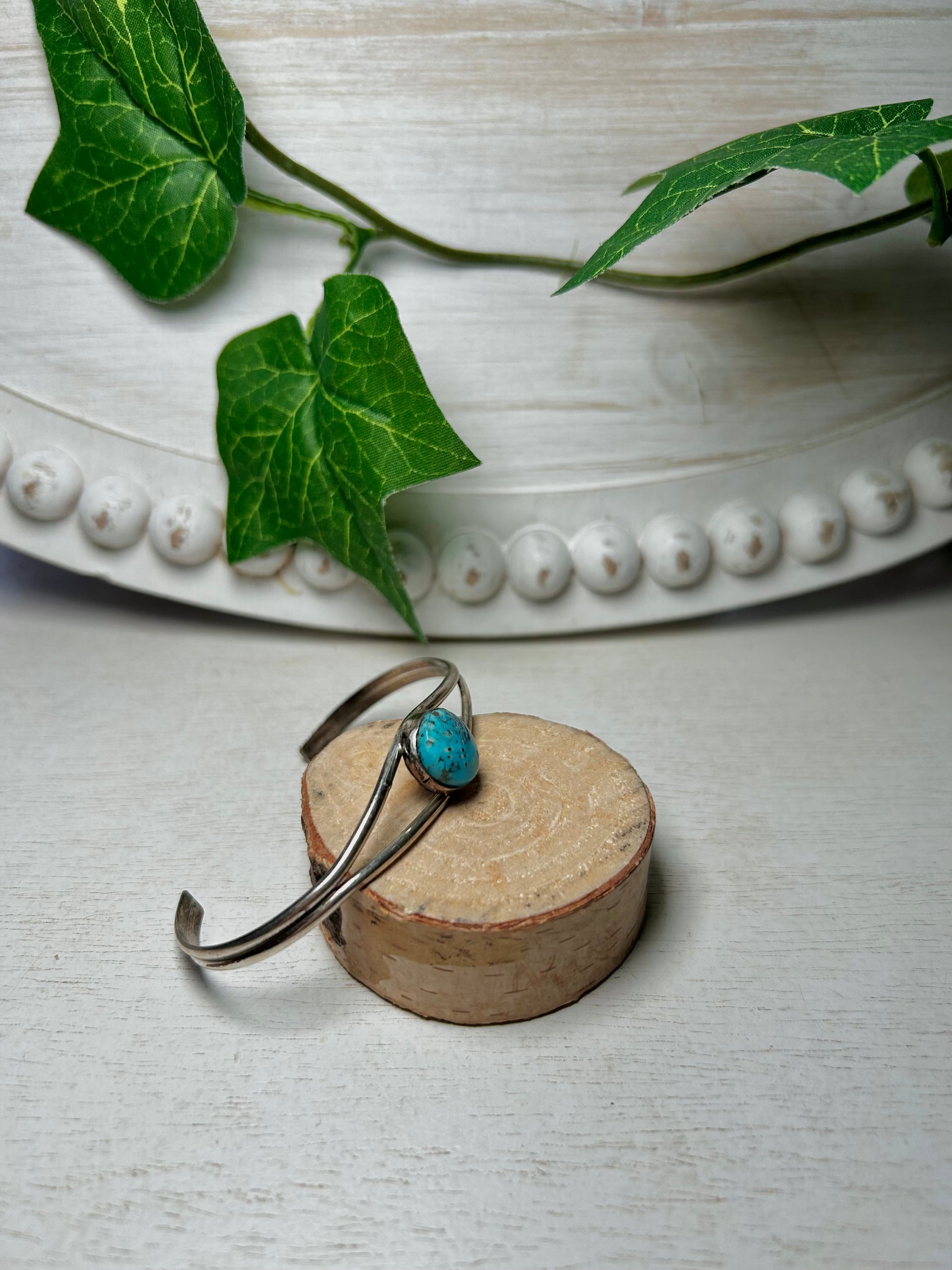 Navajo Made Kingman Turquoise & Sterling Silver Cuff Bracelet