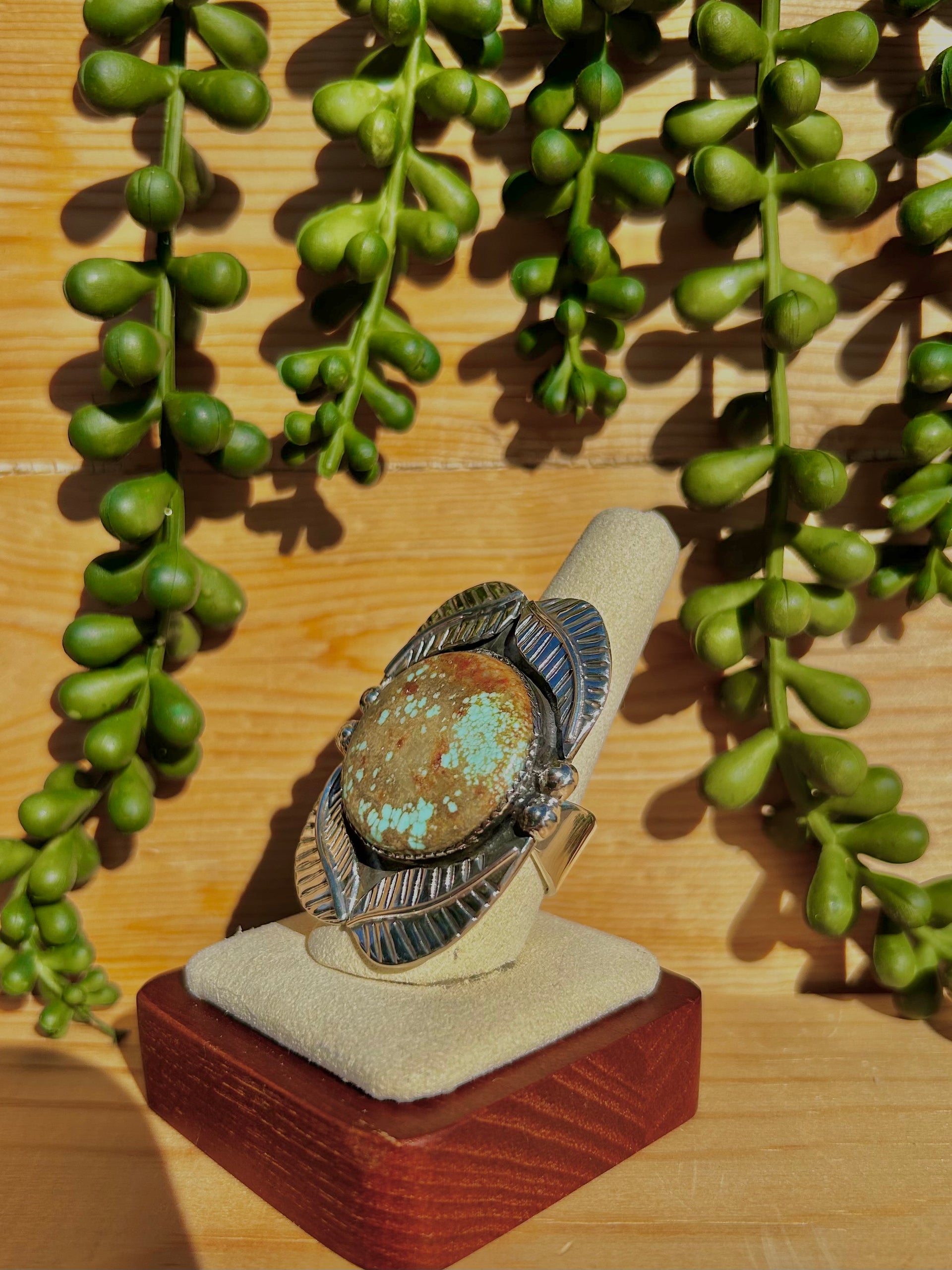 Southwest Number 8 Turquoise & Sterling Silver Ring Size 9.75