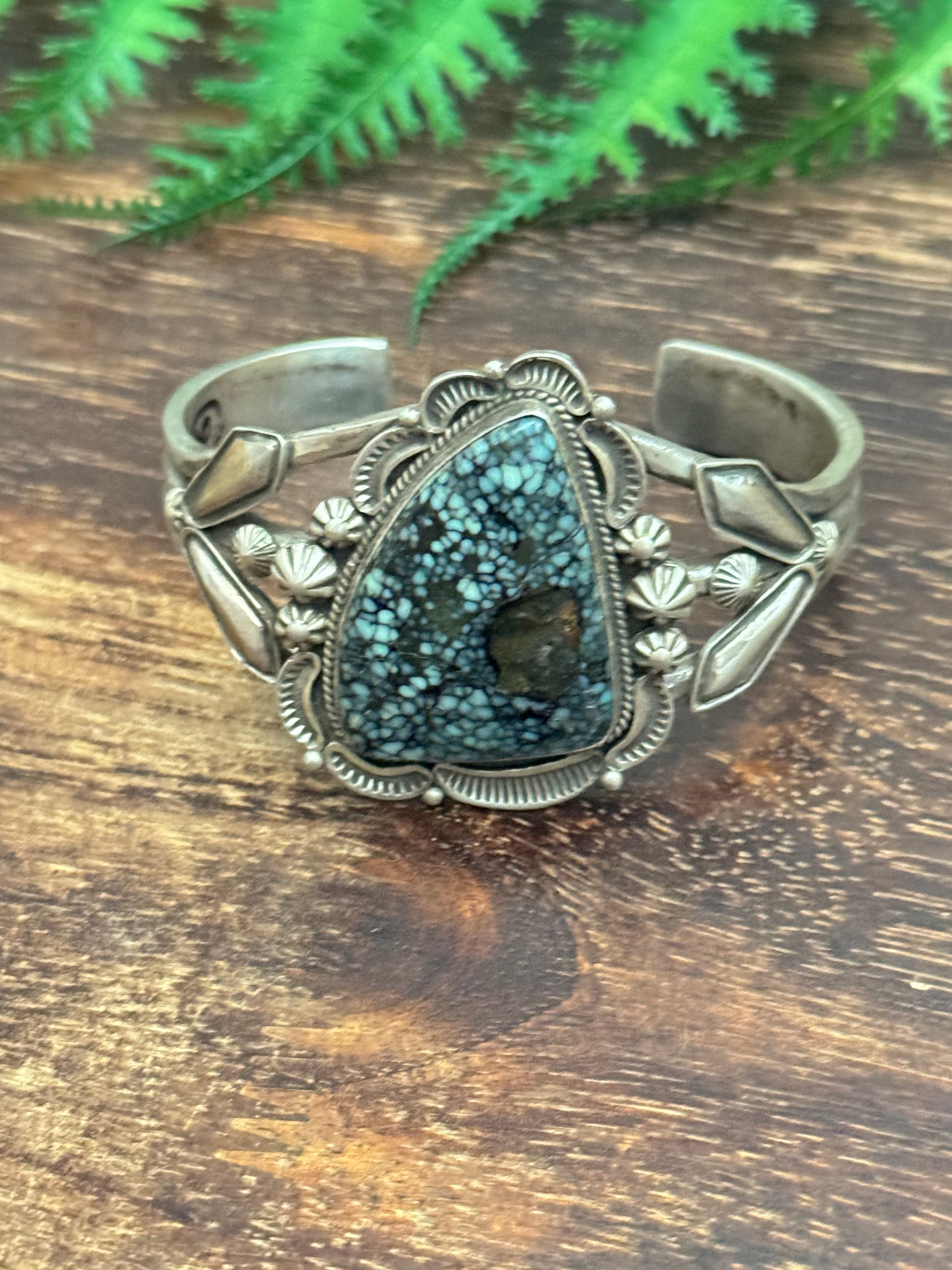 Roland Tom New Lander Variscite & Sterling Silver Cuff Bracelet