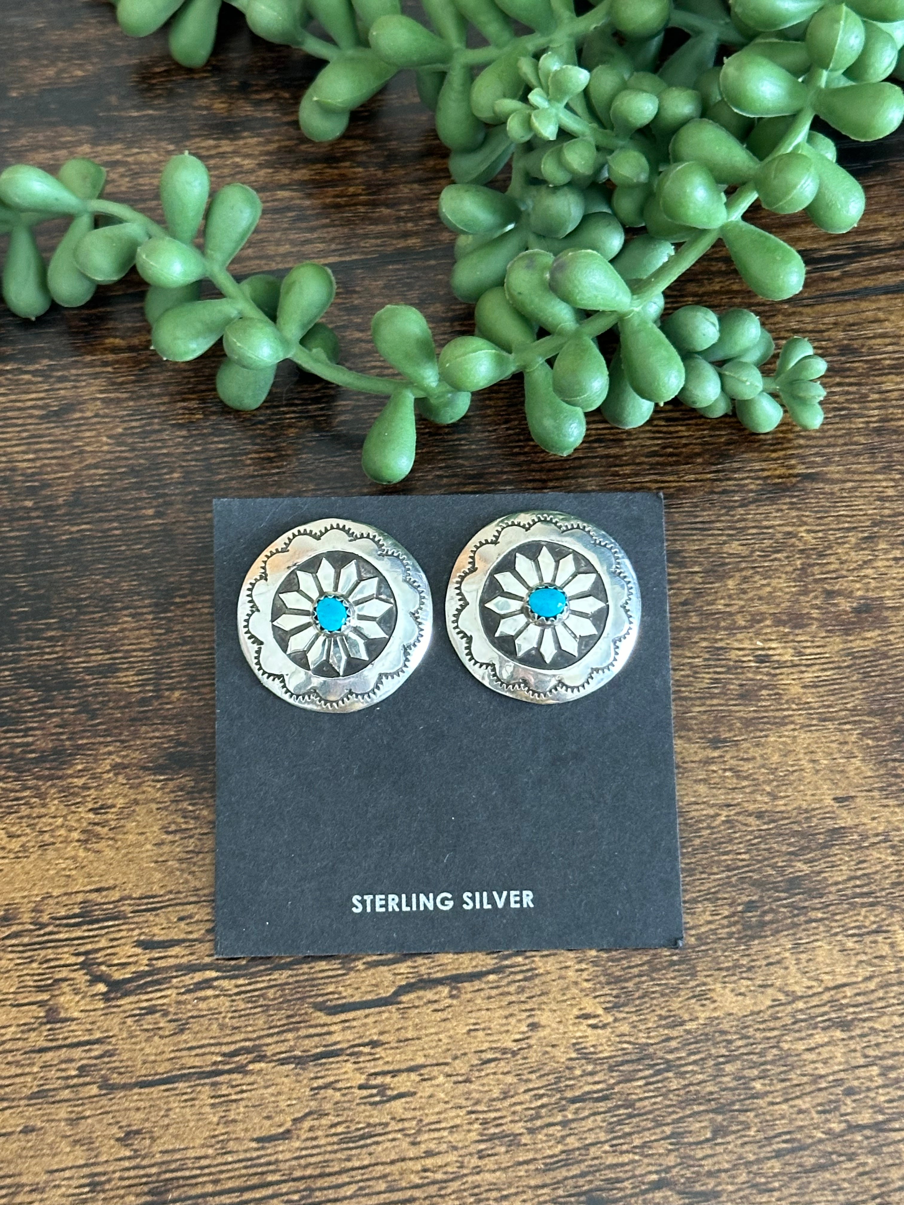 Mary Tom Kingman Turquoise & Sterling Silver Post Earrings