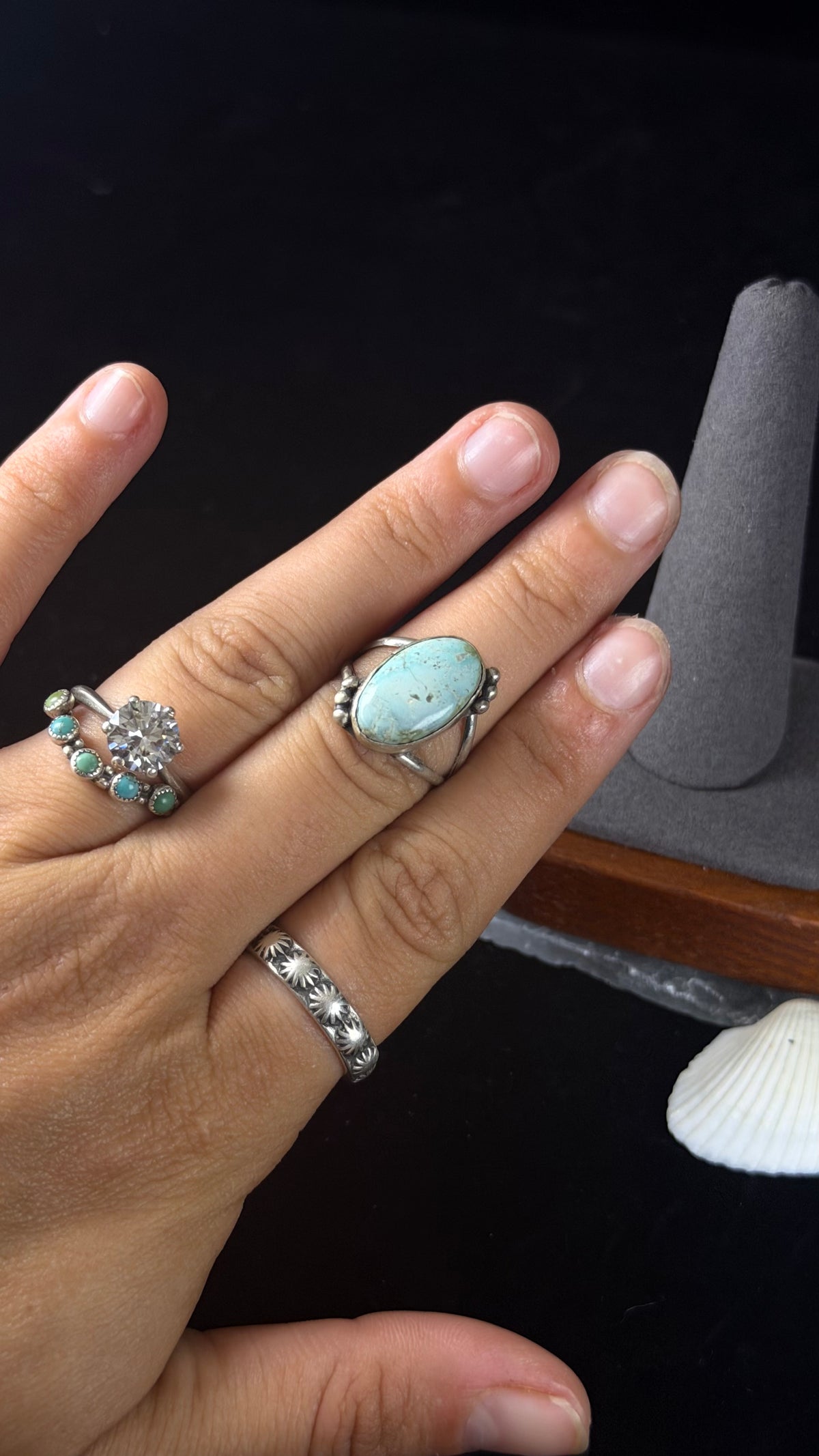 Navajo Made Sonoran Mountain Turquoise & Sterling Silver Ring Size 6.5
