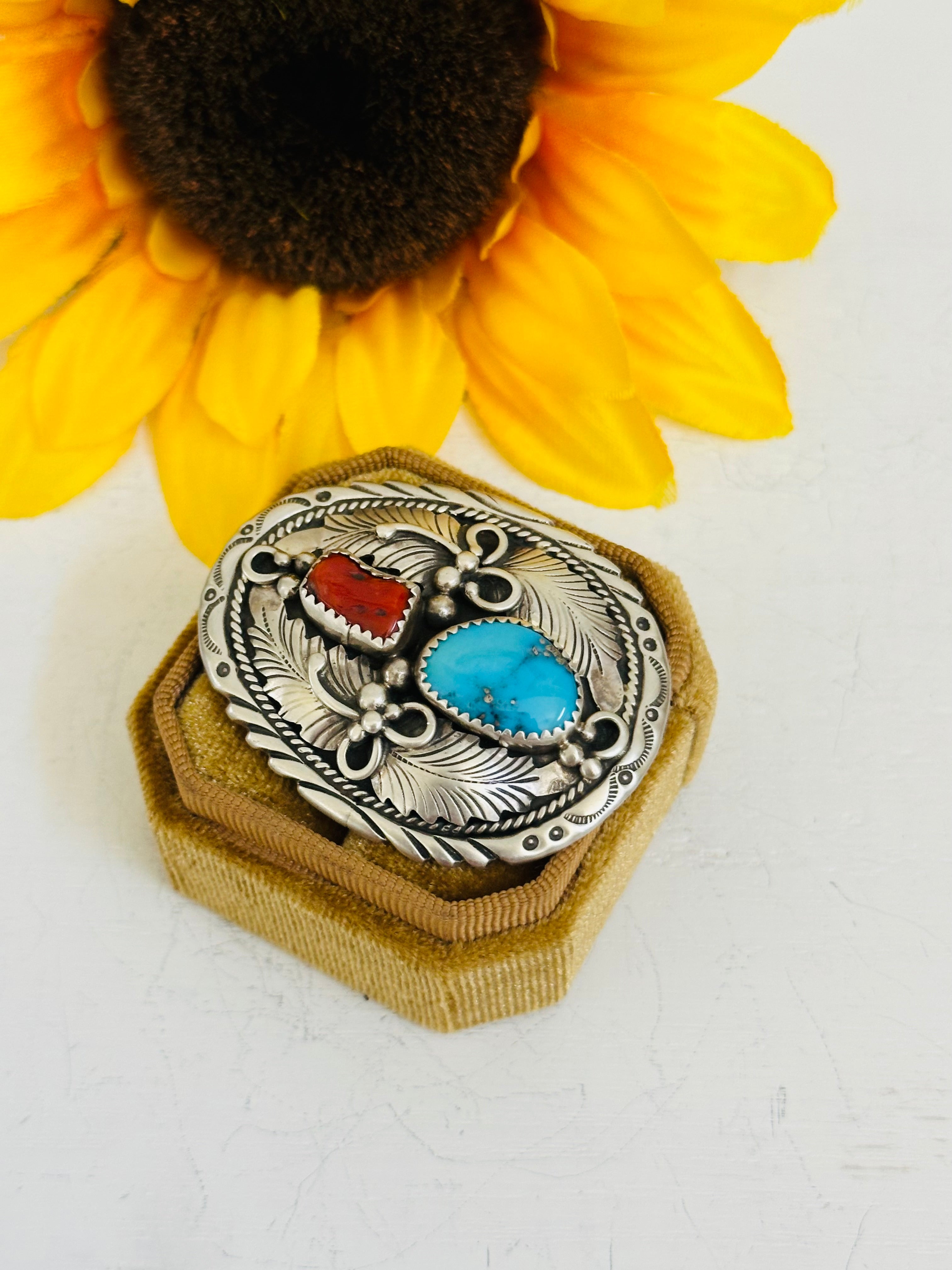 Navajo Made Multi Stone & Sterling Silver Ring Size 6.75