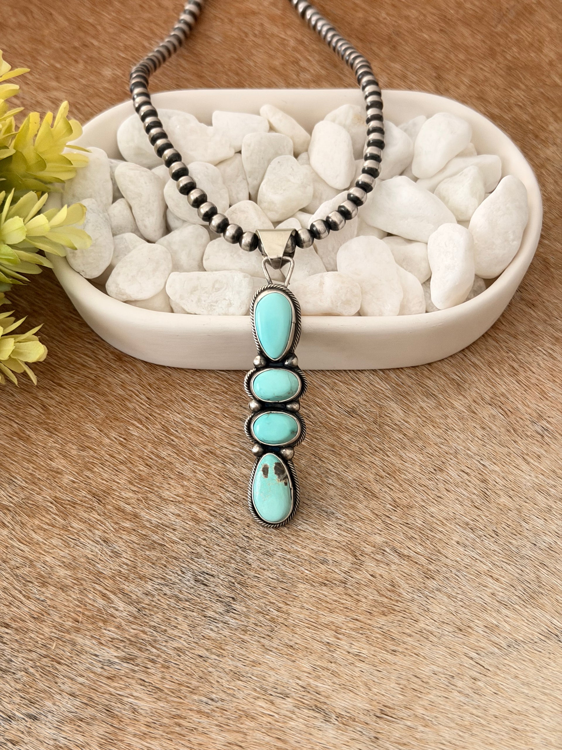 Lillian Ramone Carico Lake Turquoise & Sterling Silver Pendant