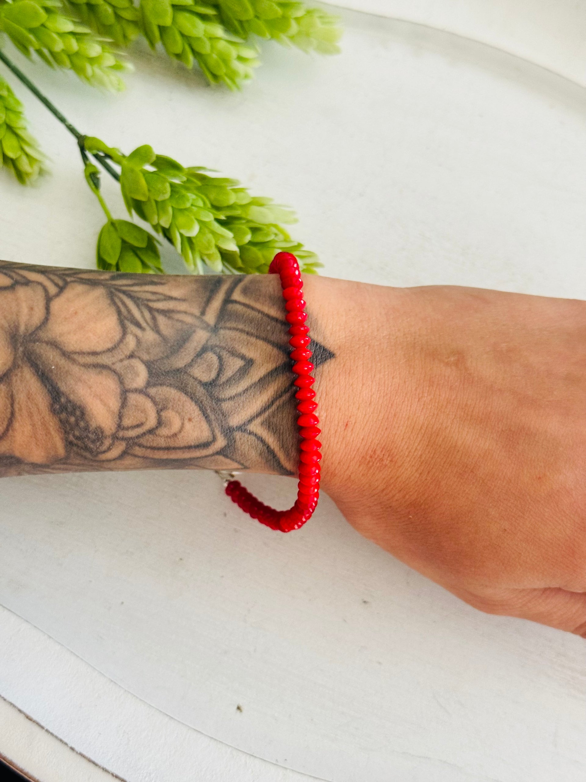 Southwest Strung Bamboo Coral & Sterling Silver Beaded Bracelet