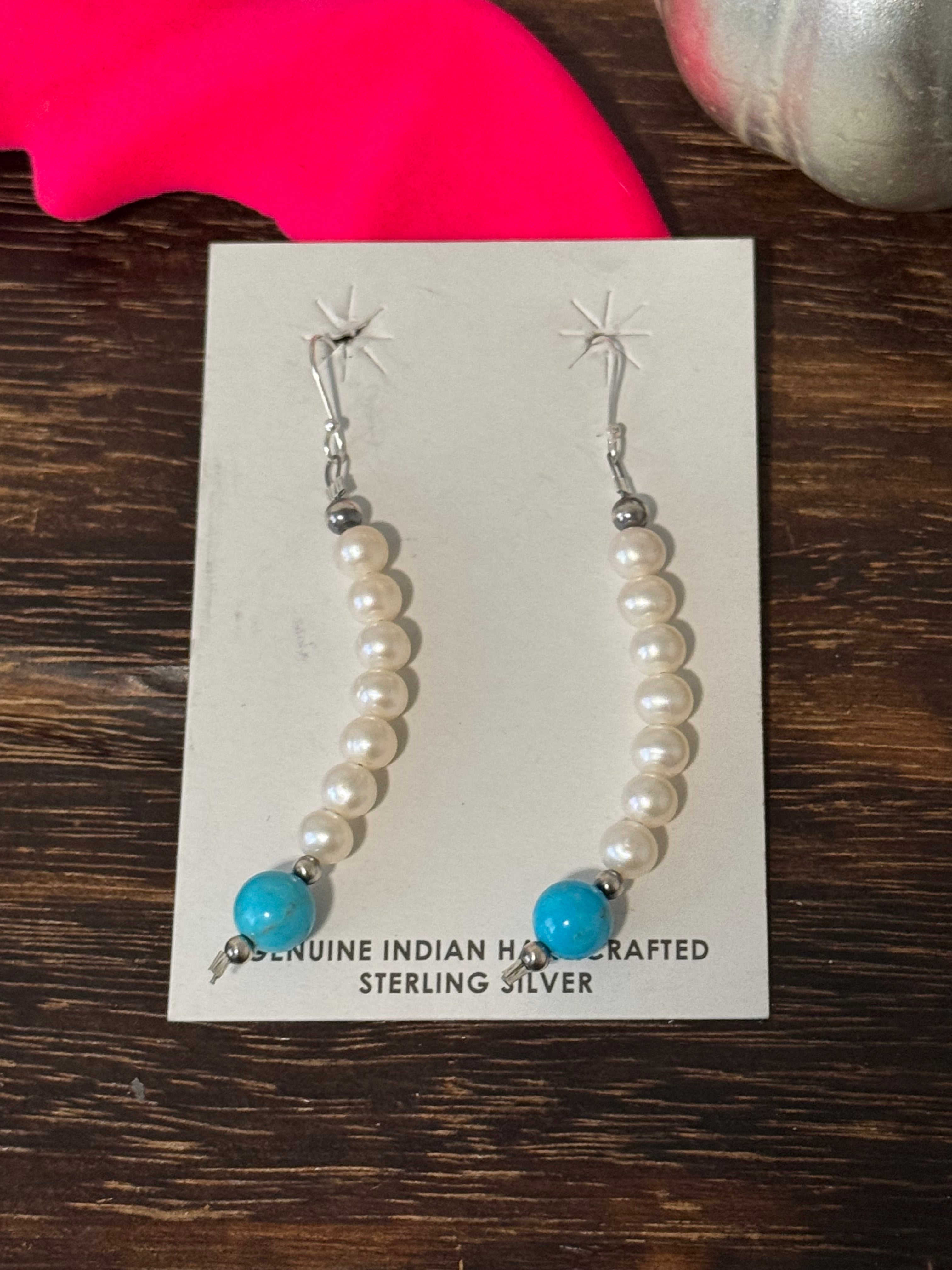 Southwest Handmade Multi Stone & Sterling Silver Dangle Earrings