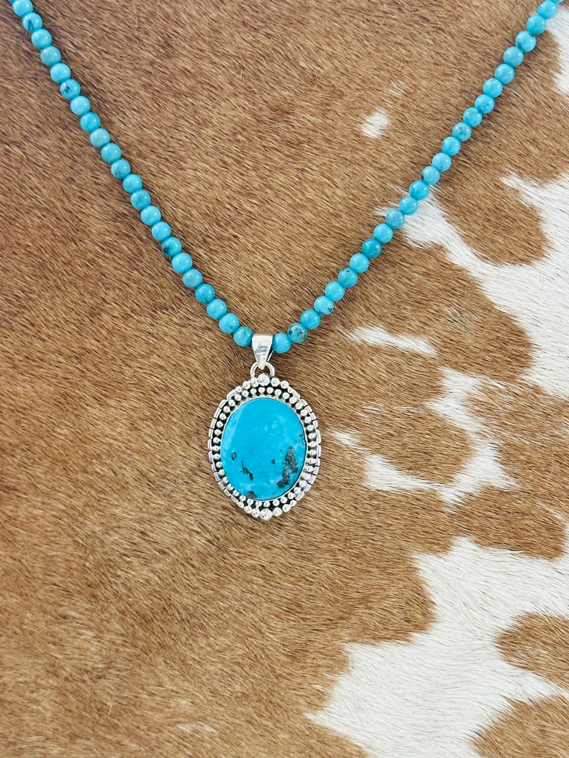 Southwest Handmade Blue Ridge Turquoise & Sterling Silver Pendant