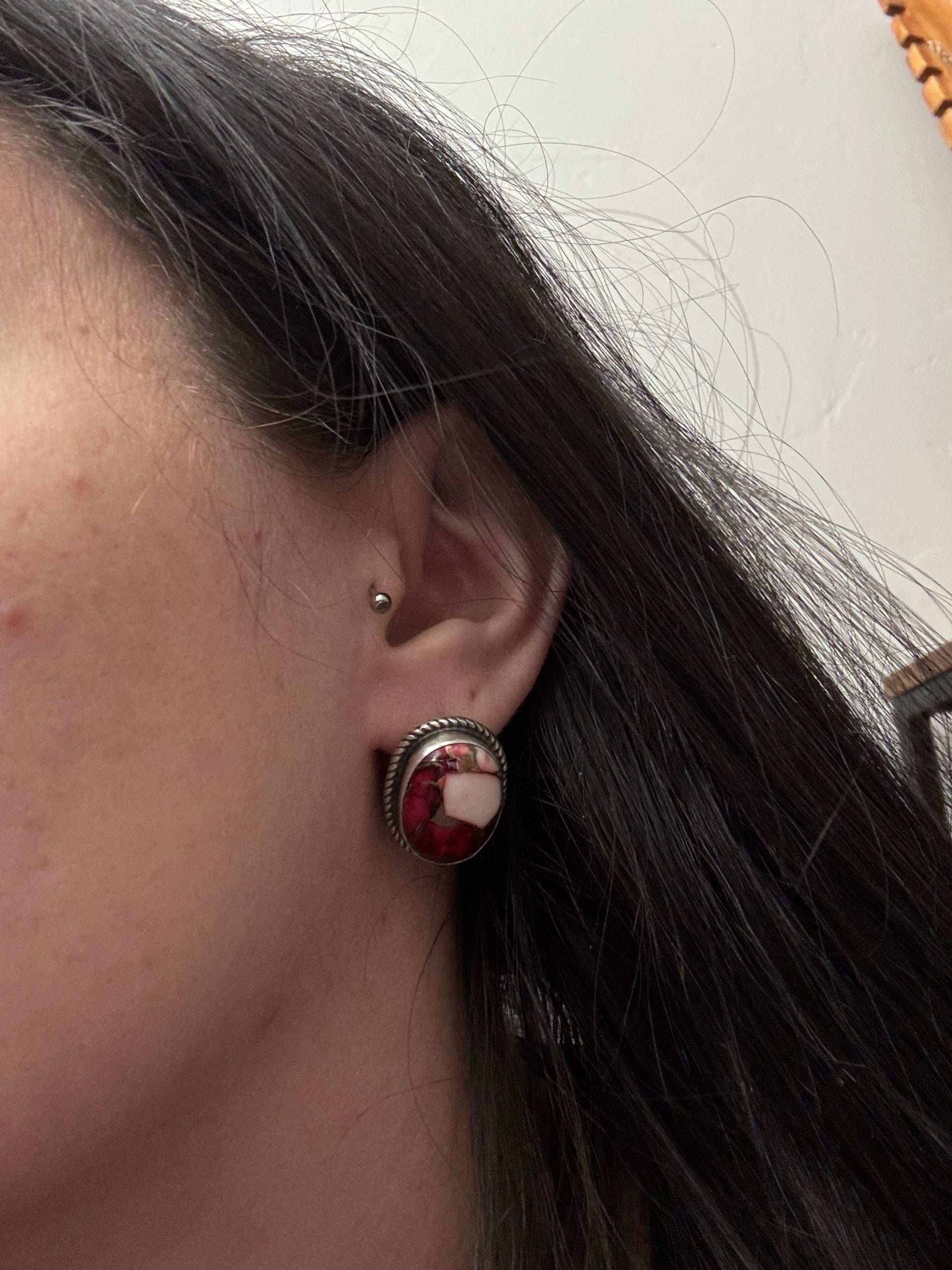 Judith Dixon Rose Dahlia & Sterling Silver Post Earrings