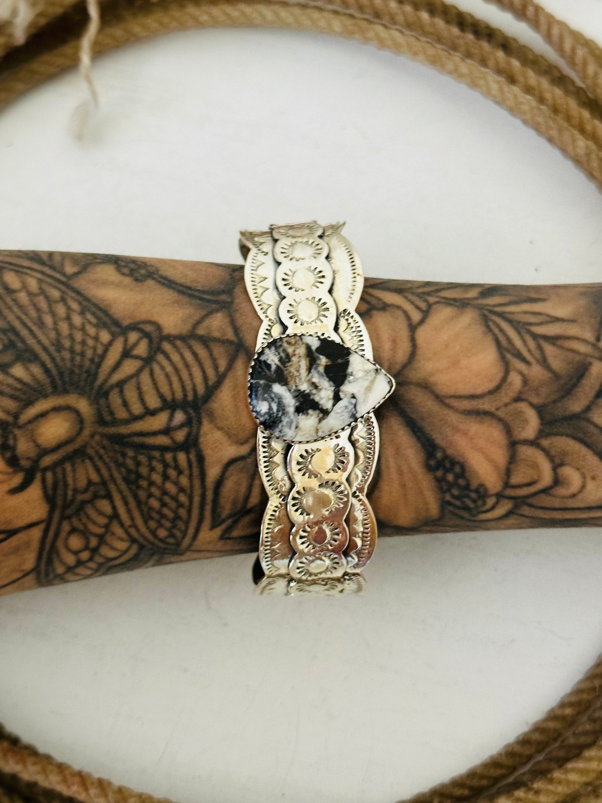 Southwest Made White Buffalo & Sterling Silver Cuff Bracelet