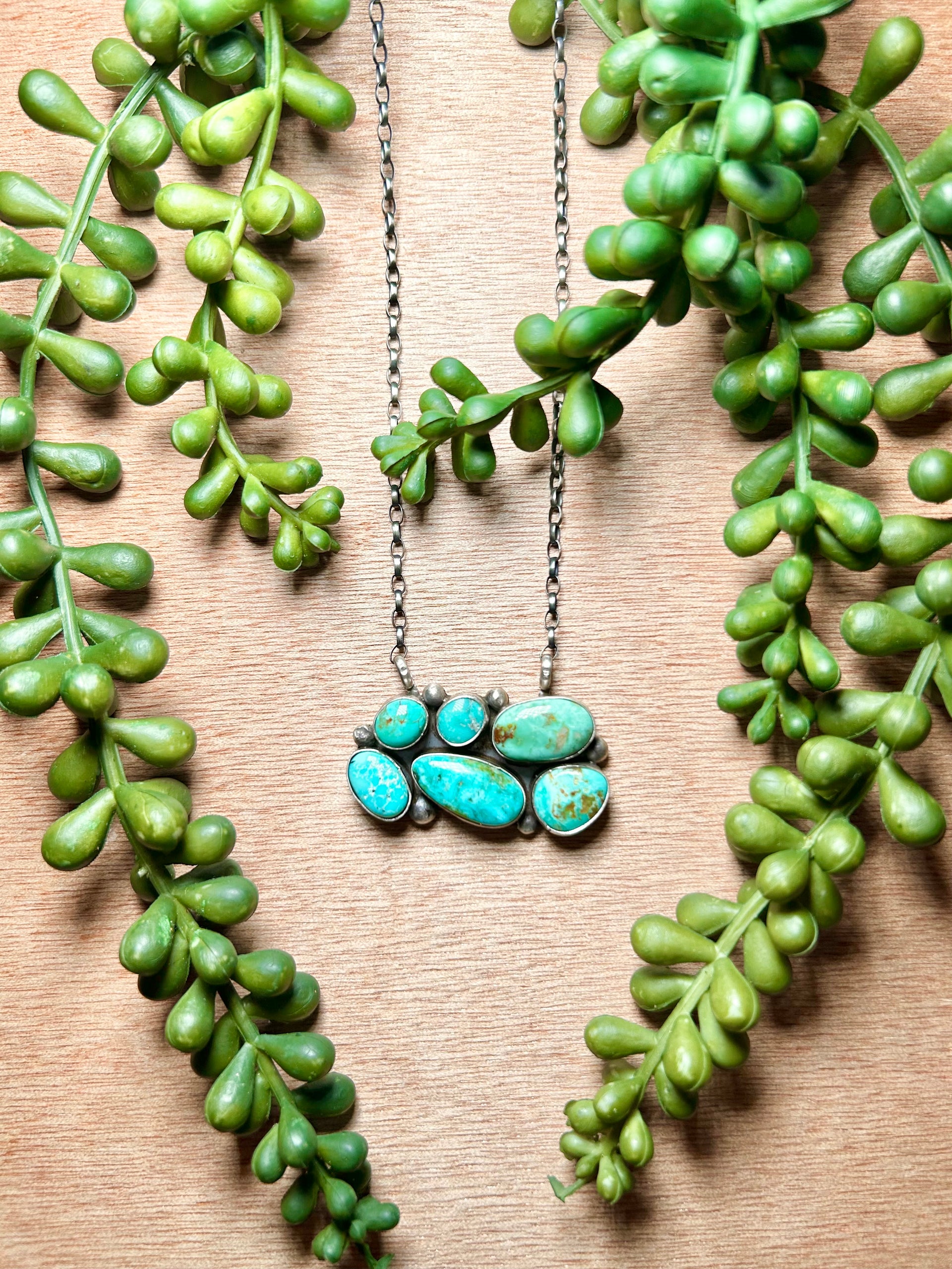 Navajo Made Mixed Turquoise & Sterling Silver Necklace