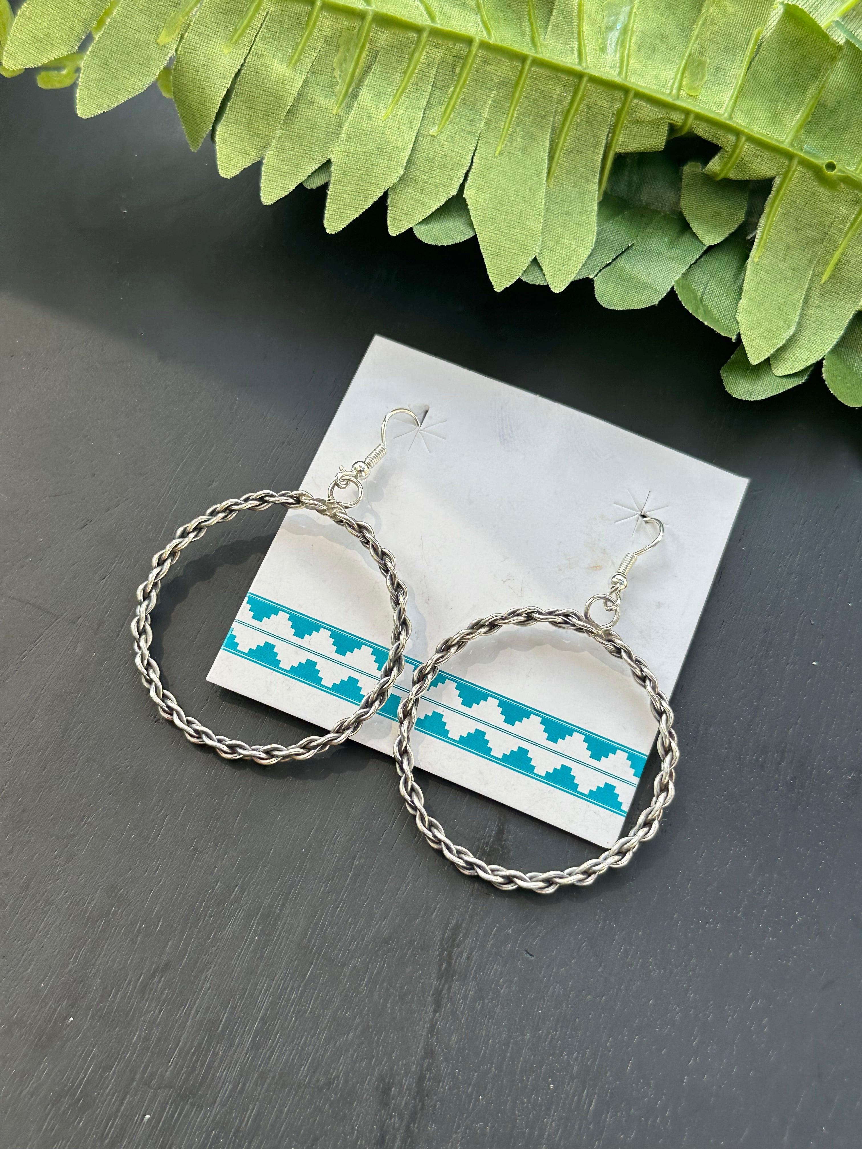 Navajo Made Sterling Silver Dangle Earrings