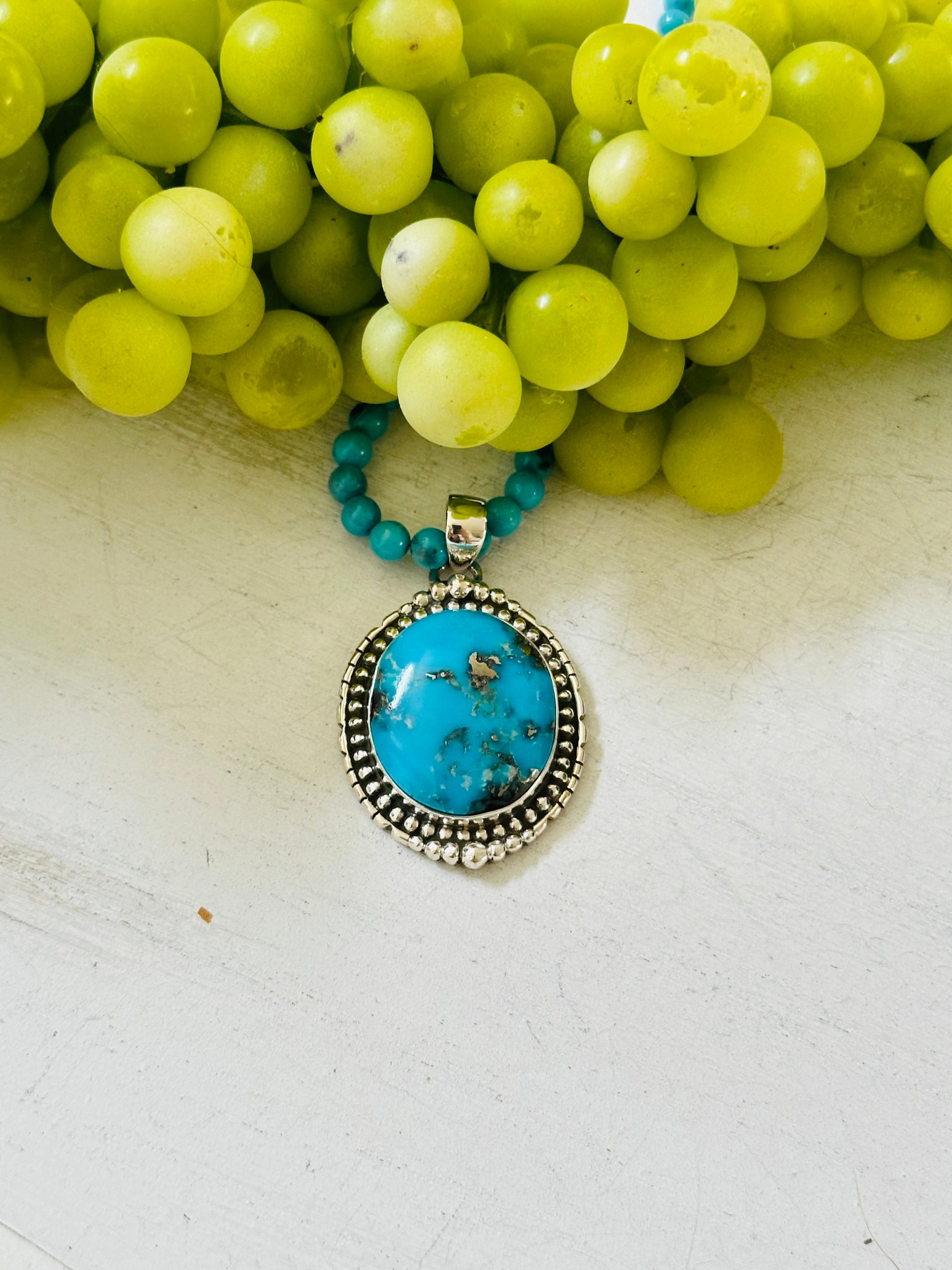 Southwest Handmade Blue Ridge Turquoise & Sterling Silver Pendant