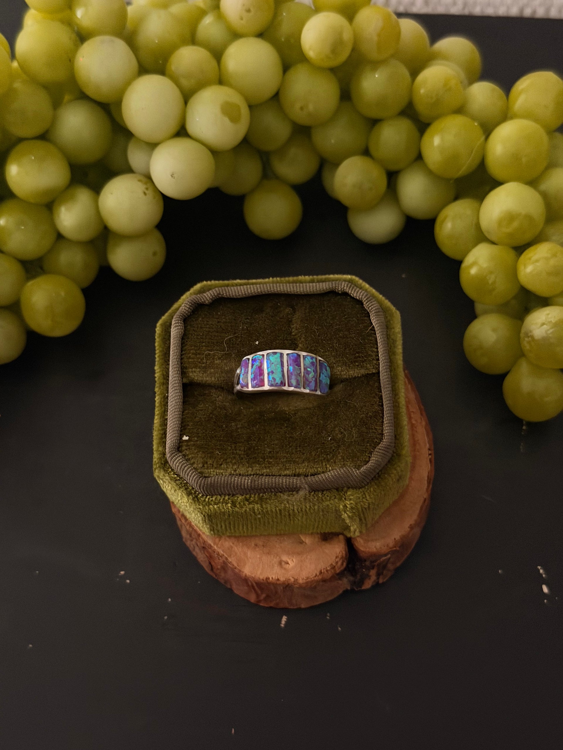 Navajo Made Opal & Sterling Silver Ring Size 6.75