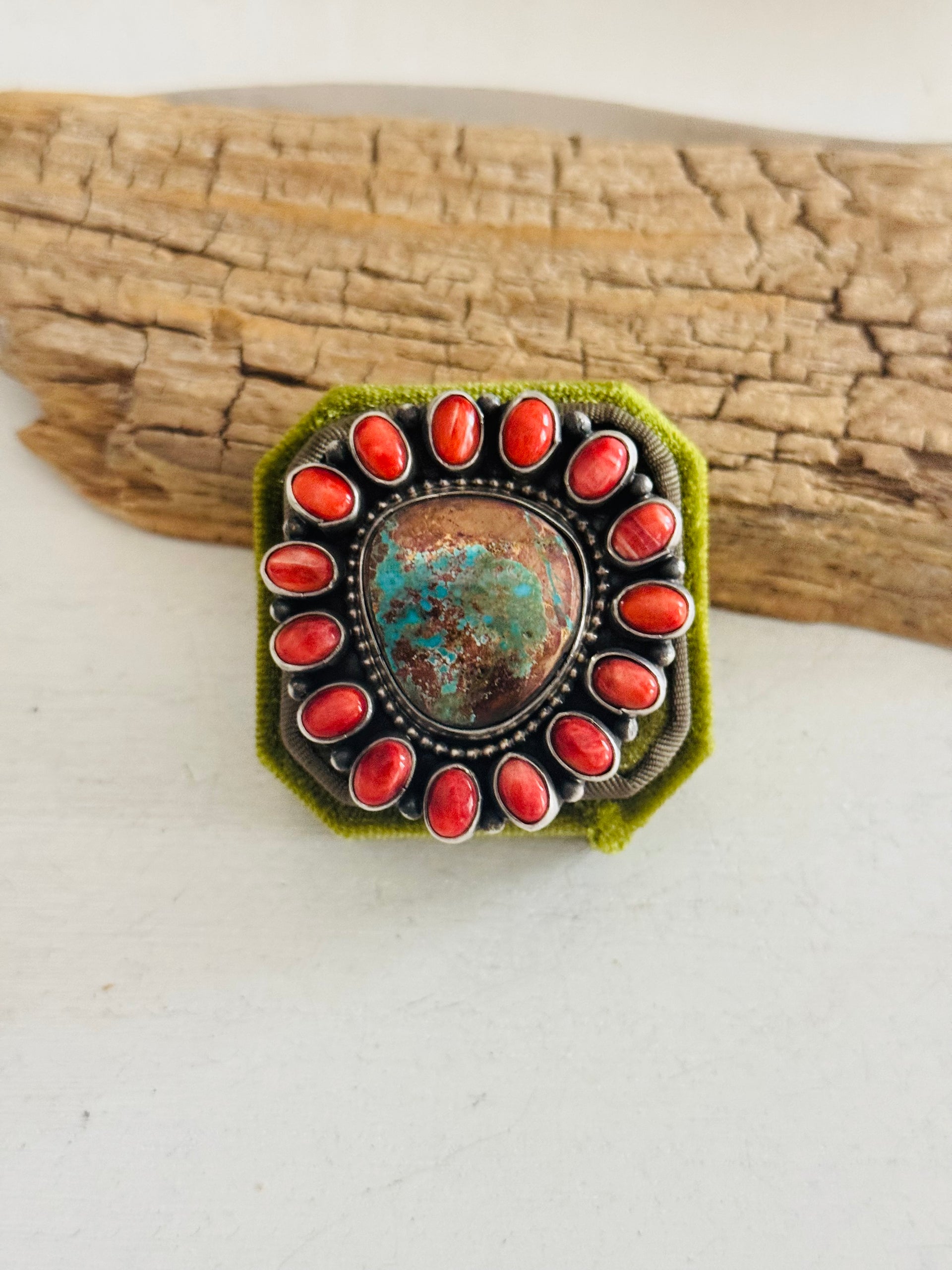 Shelia Becenti Multi Stone & Sterling Silver Adjustable Ring