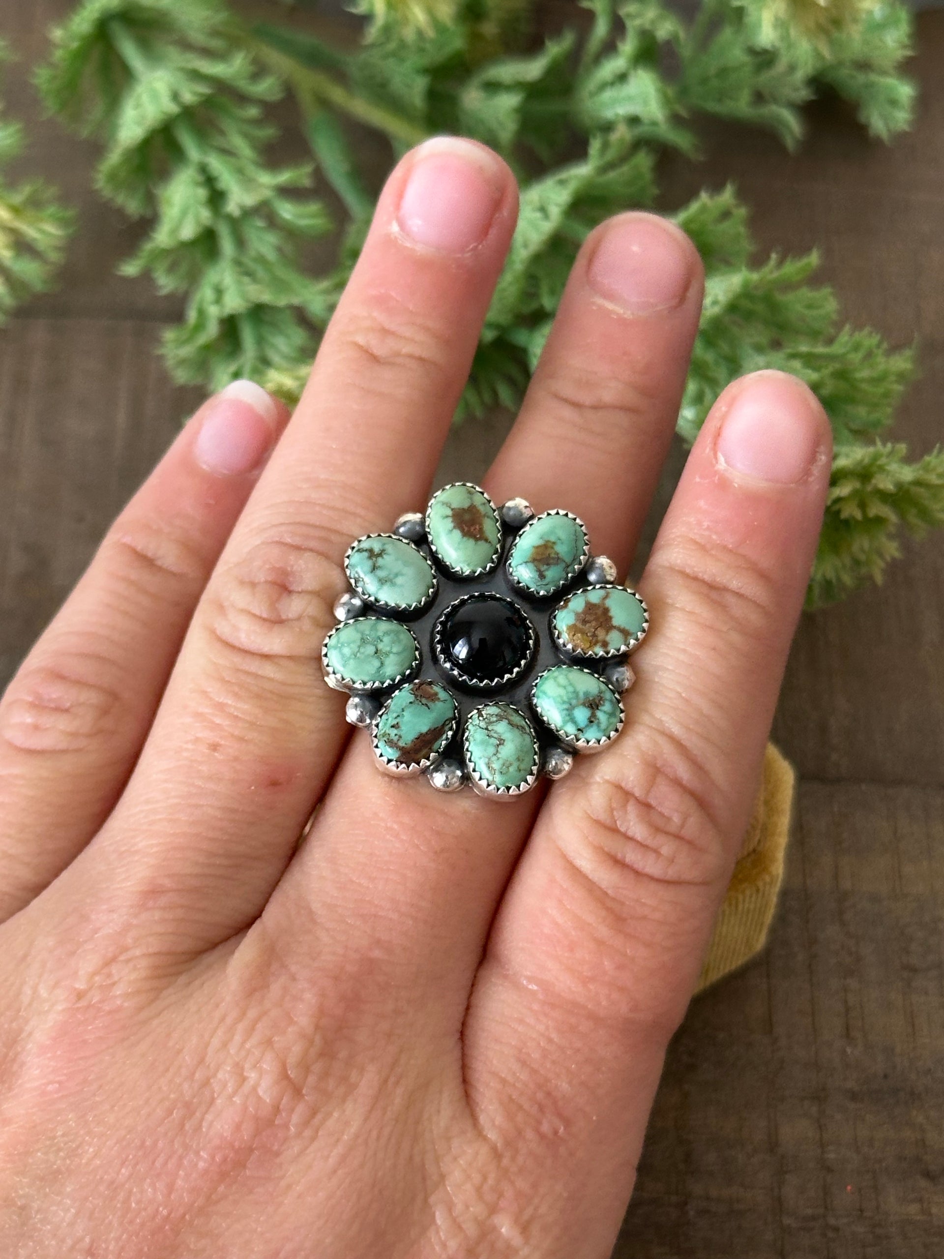 Navajo Made Multi Stone & Sterling Silver Ring Size 7.25