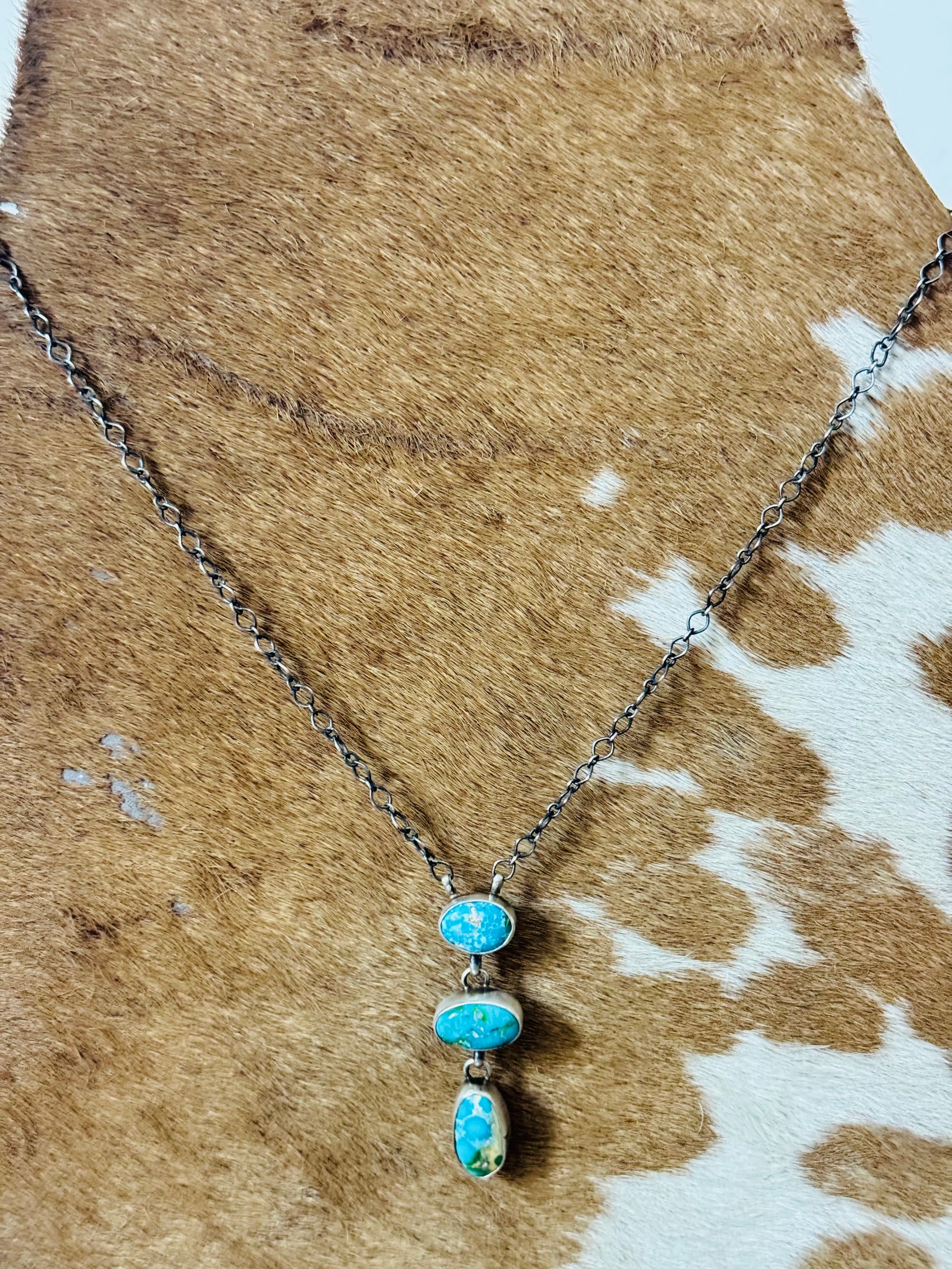 Antionette Martinez Sonoran Mountain Turquoise & Sterling Silver Lariat Necklace