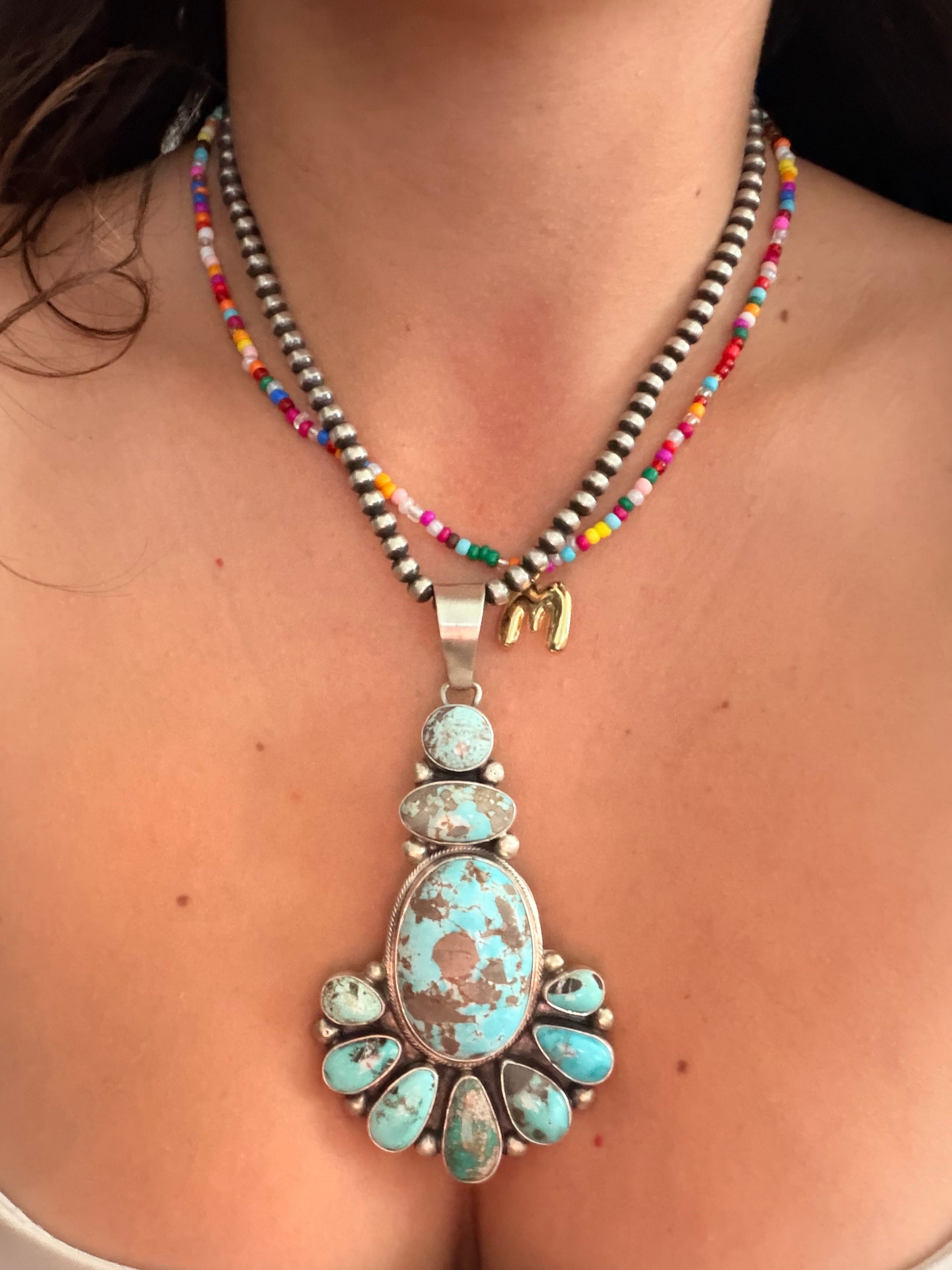Kathleen Livingston Dry Creek Turquoise & Sterling Silver Cluster Pendant