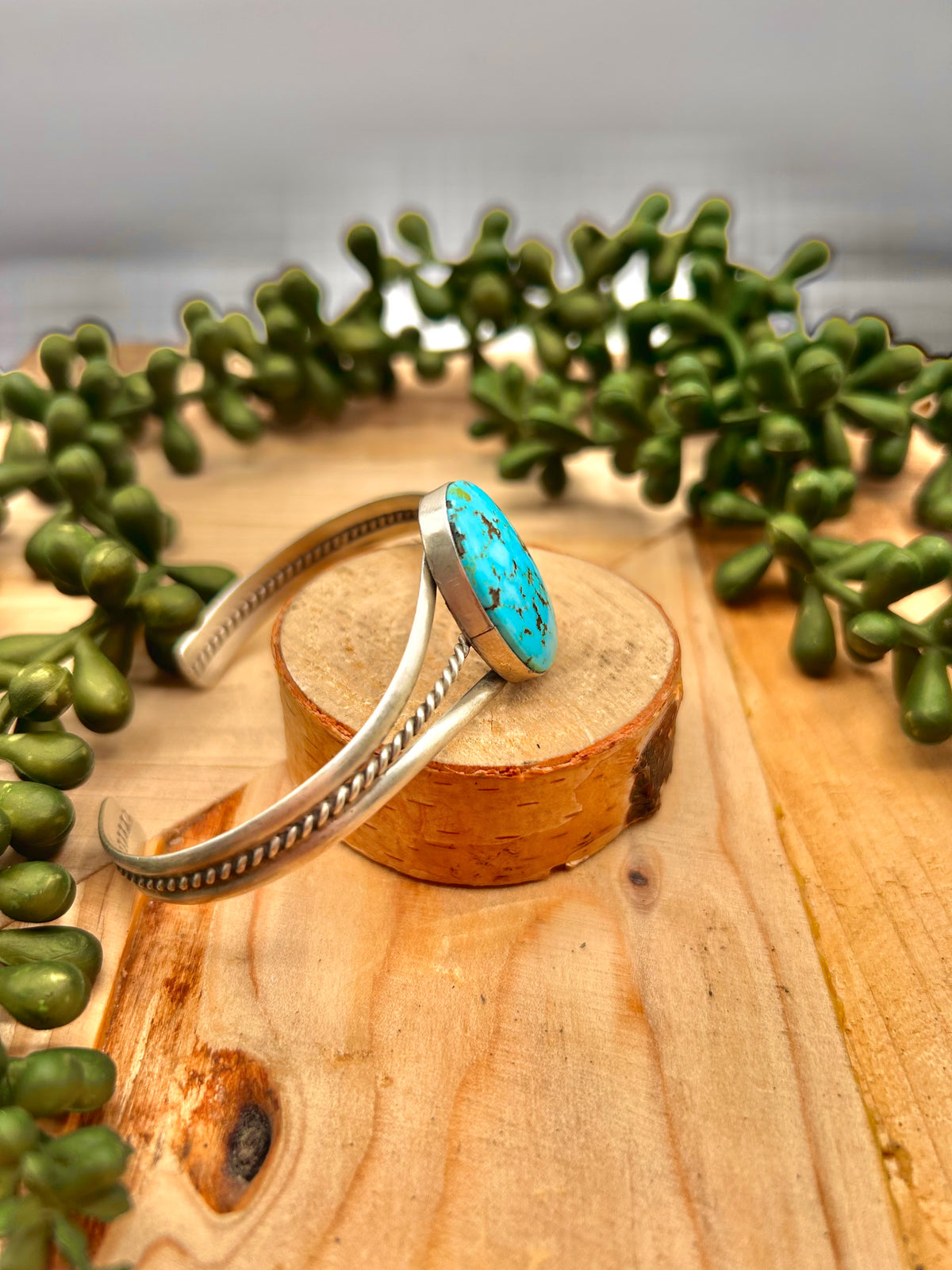 Navajo Made Highgrade Kingman Turquoise & Sterling Silver Cuff Bracelet