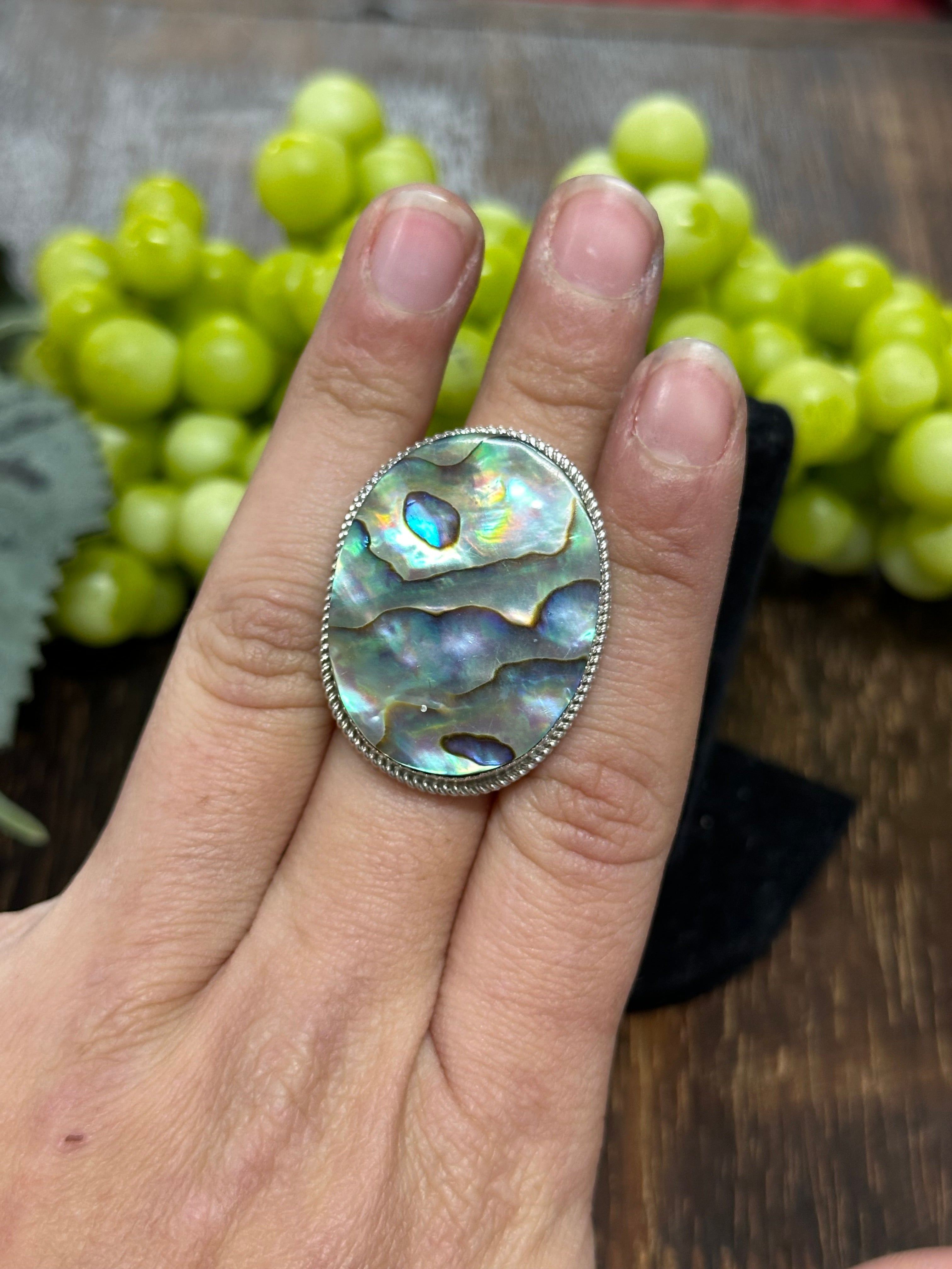 Reda Galvan Abalone & Sterling Silver Ring Size 6.5