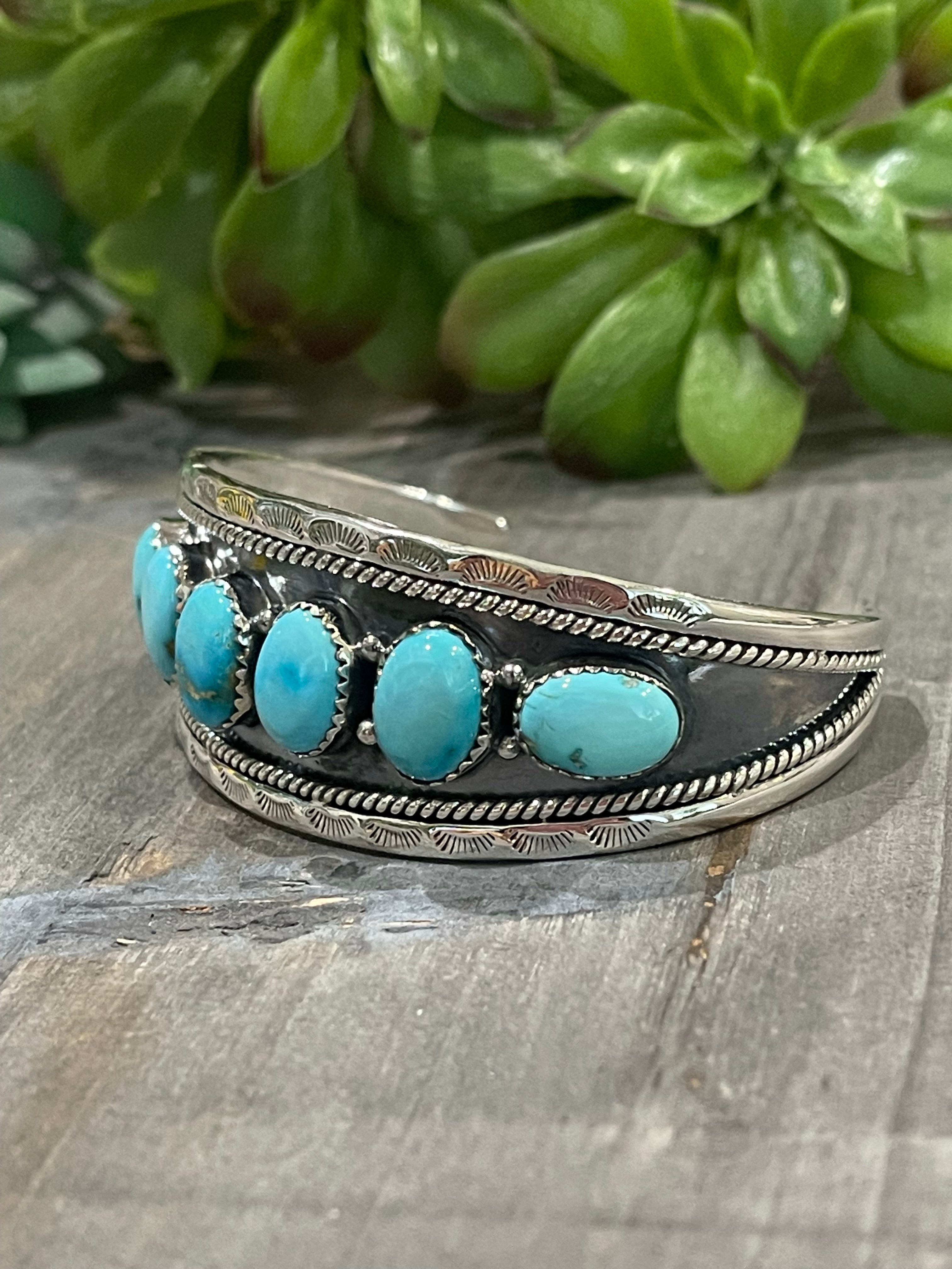 Southwest Handmade Sonoran Mountain Turquoise & Sterling Silver Cuff Bracelet