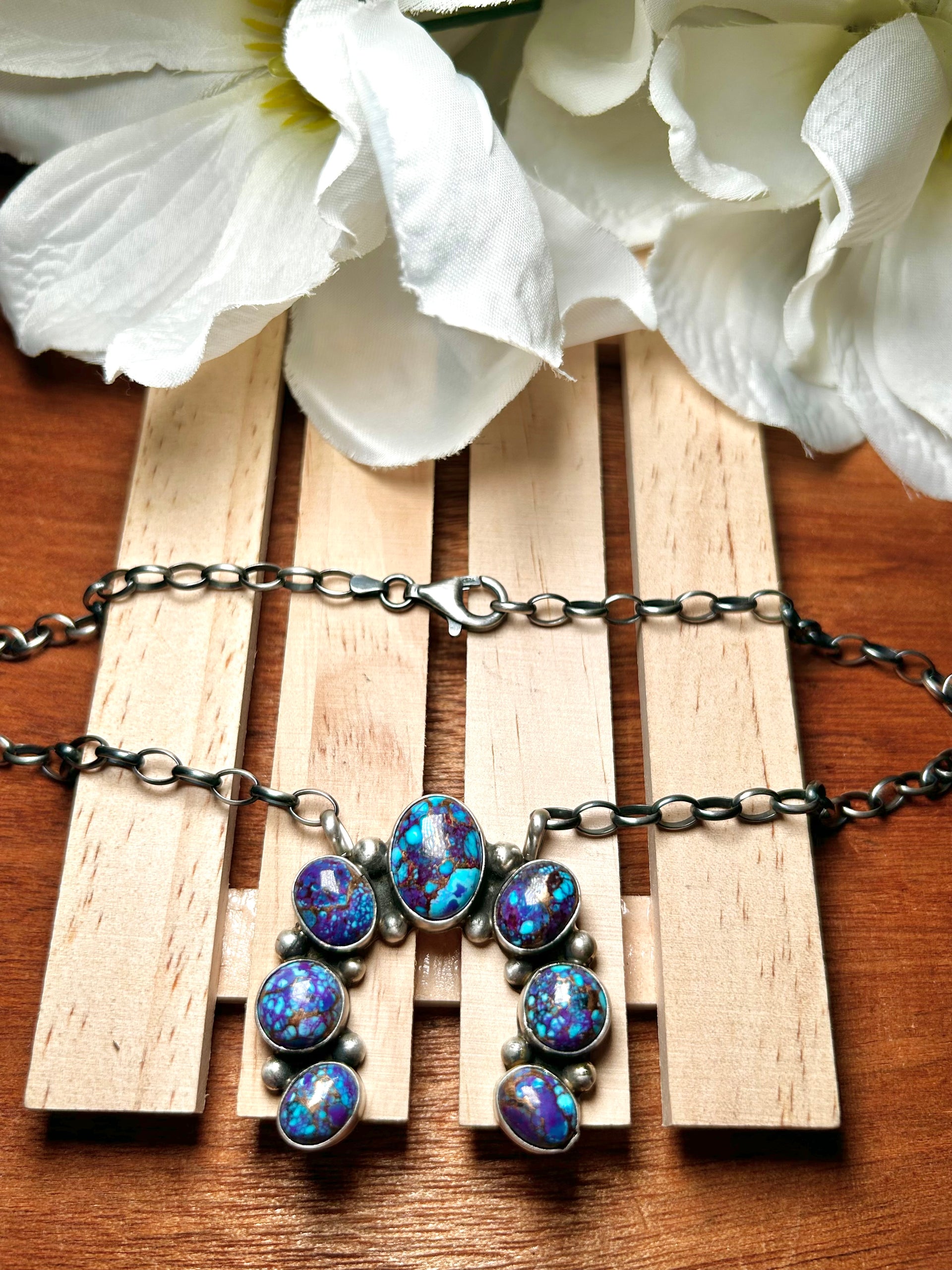 Augustine Largo Made Purple Mojave Turquoise & Sterling Silver Necklace