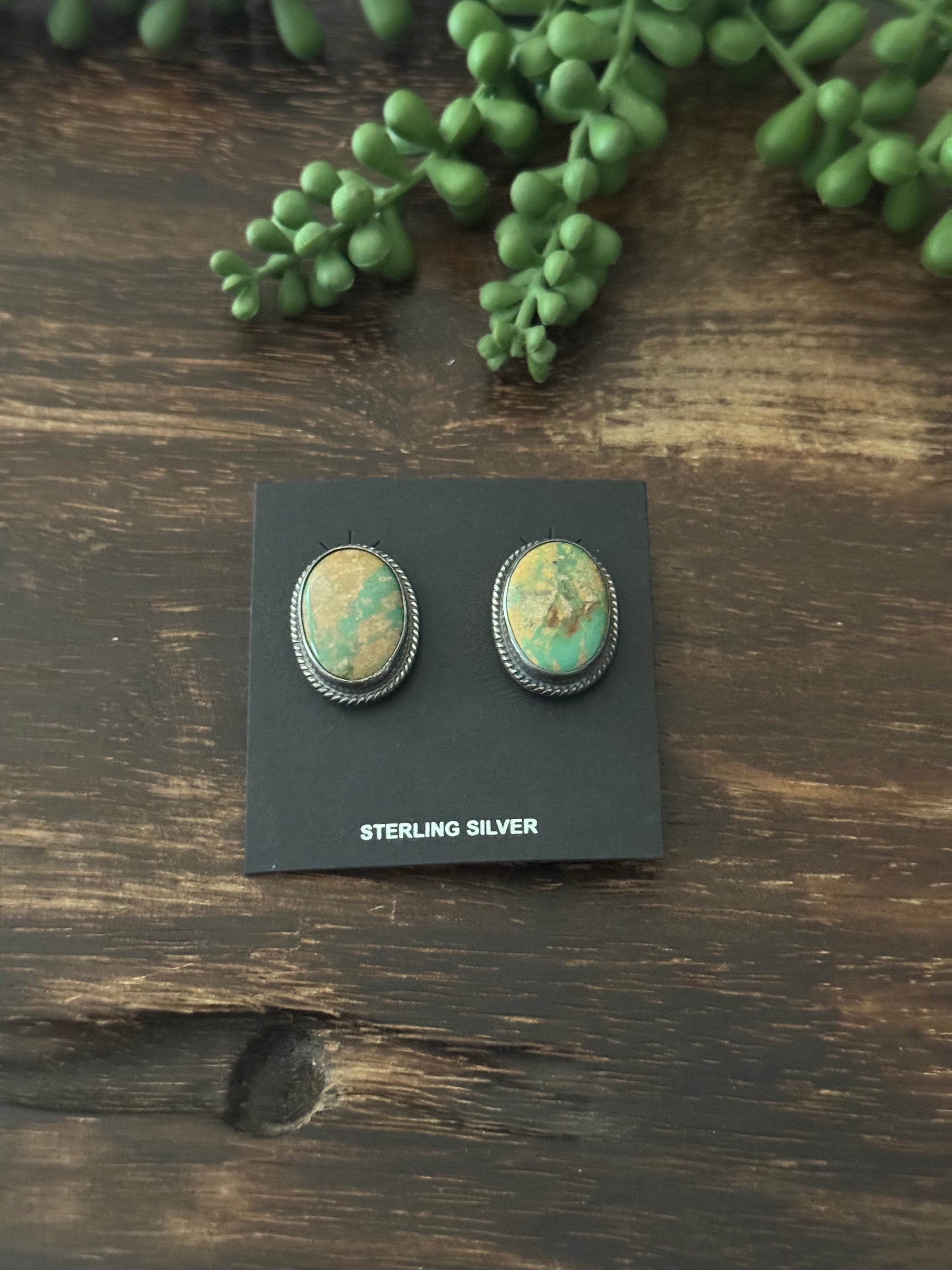 Larry Kaye Kingman Turquoise & Sterling Silver Post Earrings