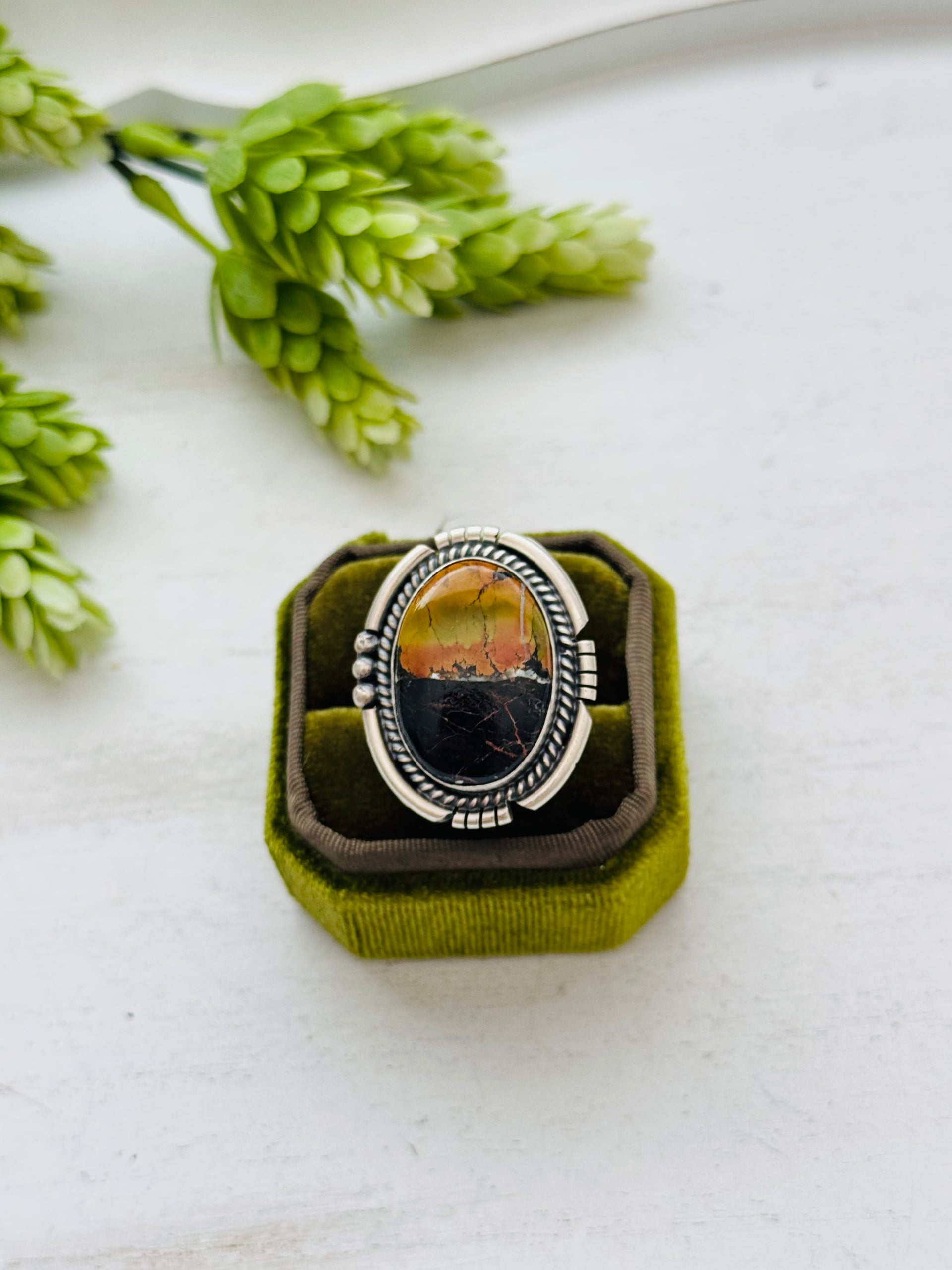 Gaby Spencer Black Jack Turquoise & Sterling Silver Adjustable Ring