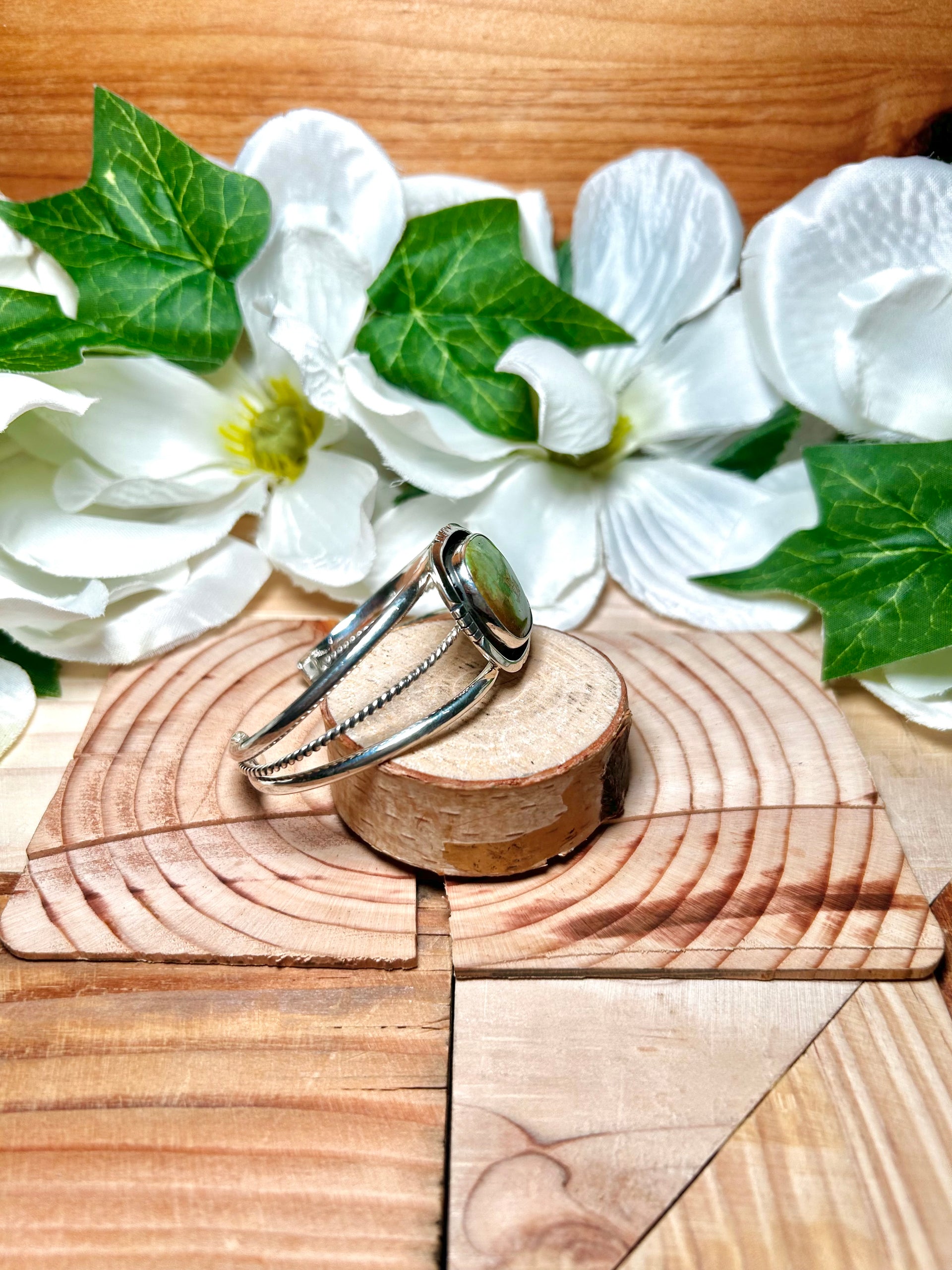Navajo Made Kingman Turquoise & Sterling Silver Cuff Bracelet