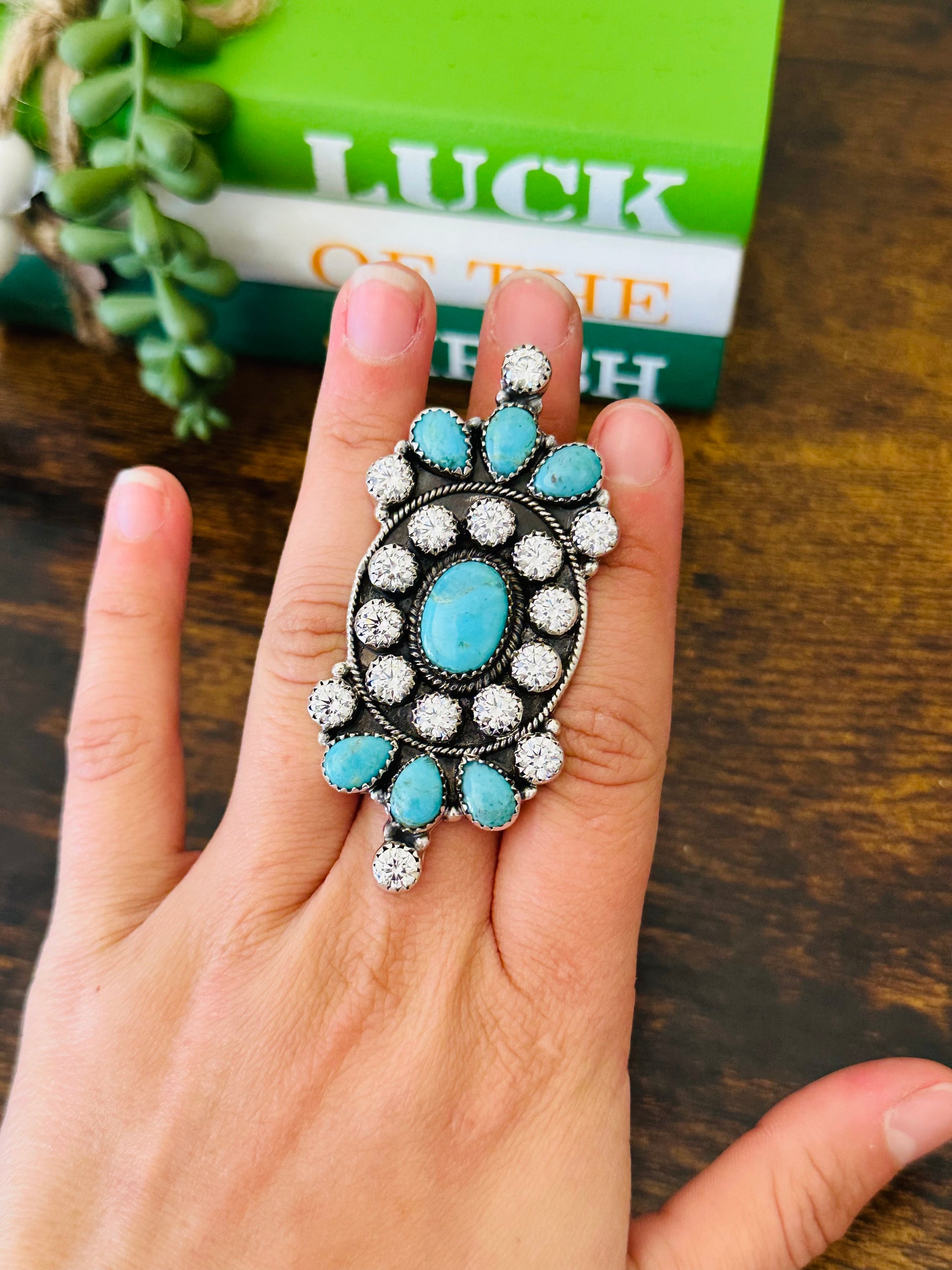 Southwest Handmade Multi Stone & Sterling Silver Adjustable Cluster Ring