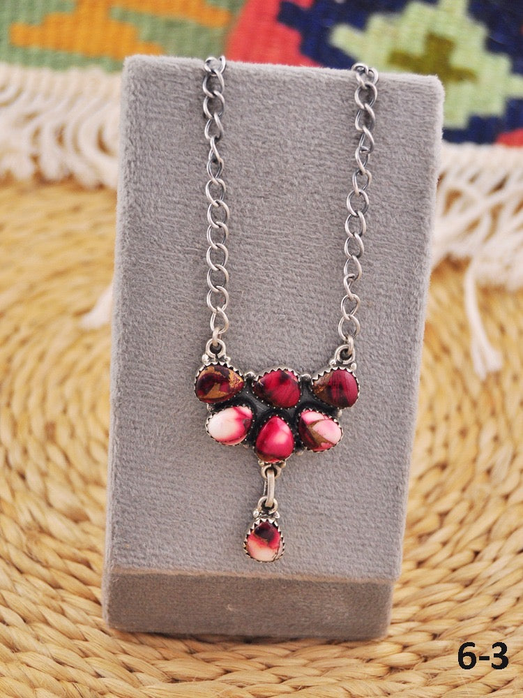 Southwest Made Rose Dahlia & Sterling Silver Necklace