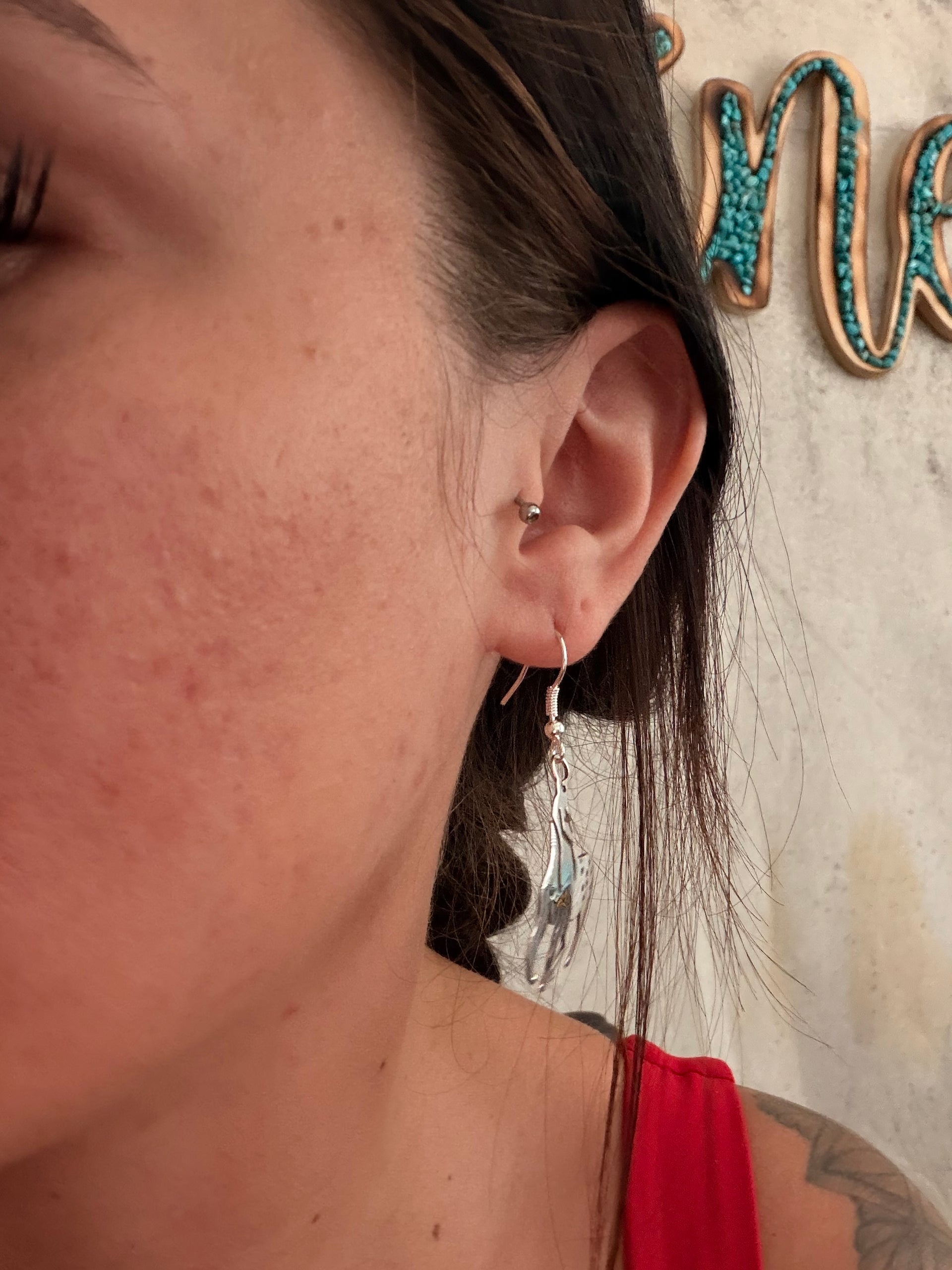 Navajo Made Sterling Silver Horse Dangle Earrings