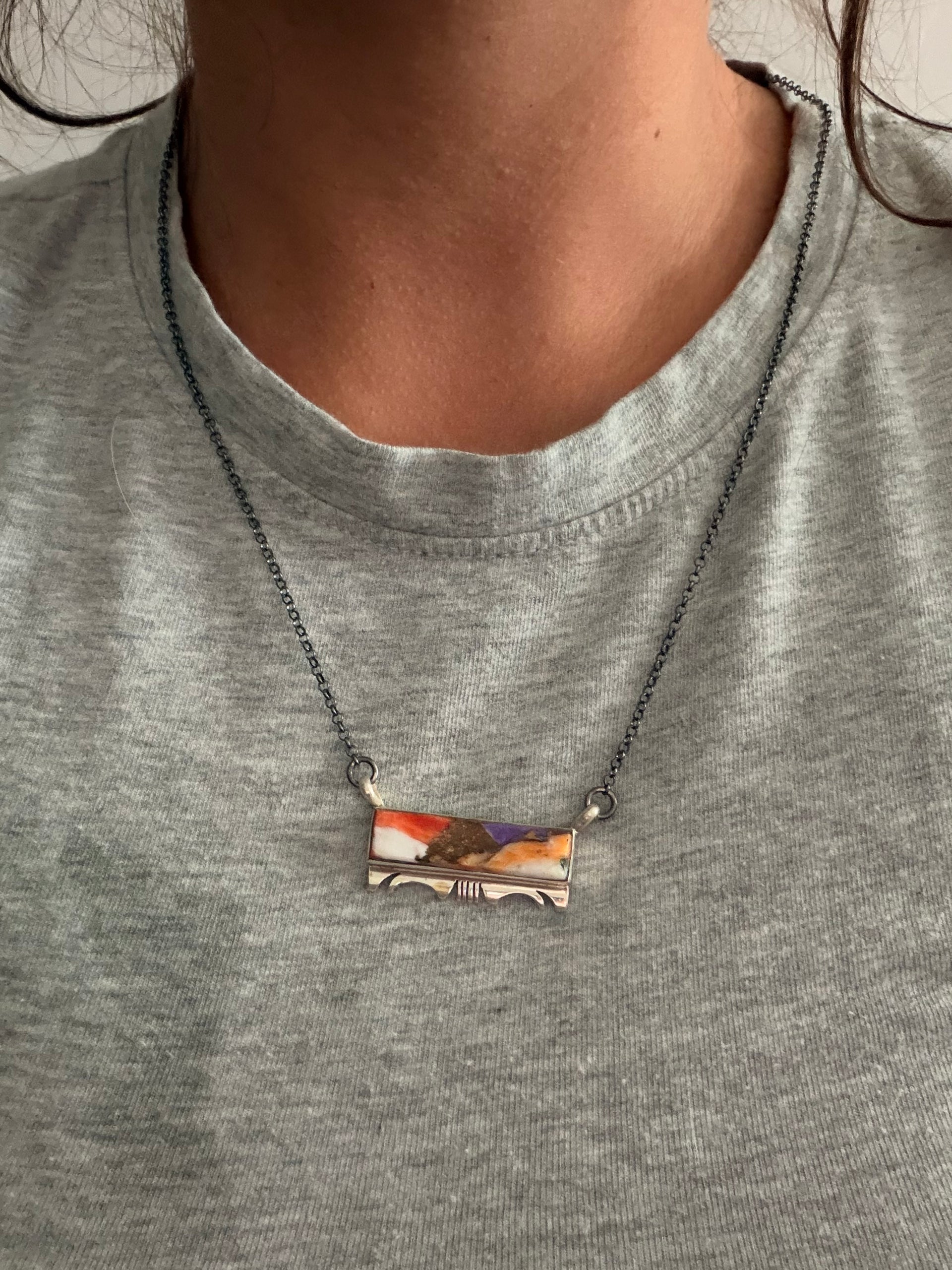 Steve Francisco Mohave Turquoise Composite & Sterling Silver Bar Necklace