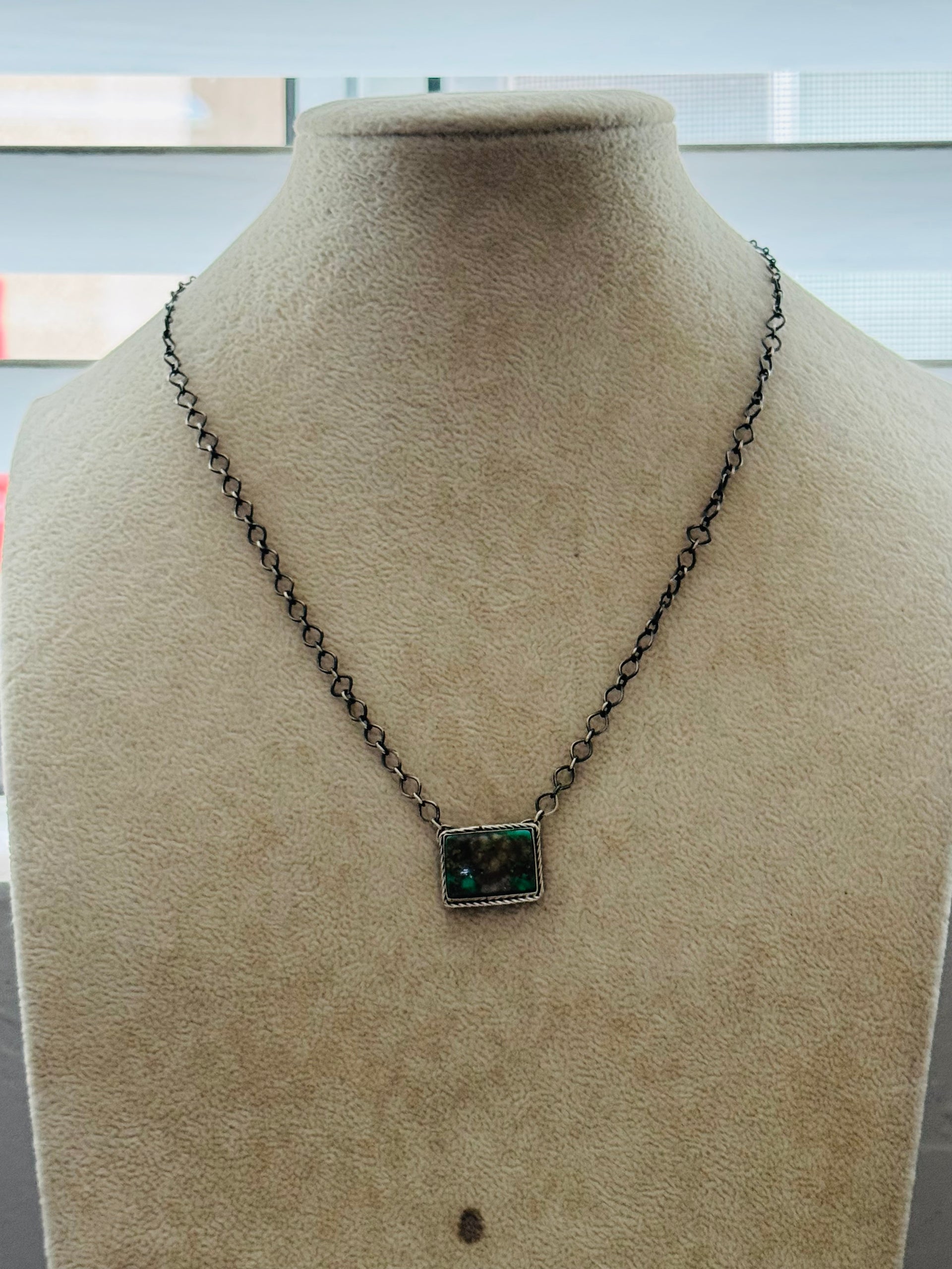 Navajo Made Royston Turquoise & Sterling Silver Necklace