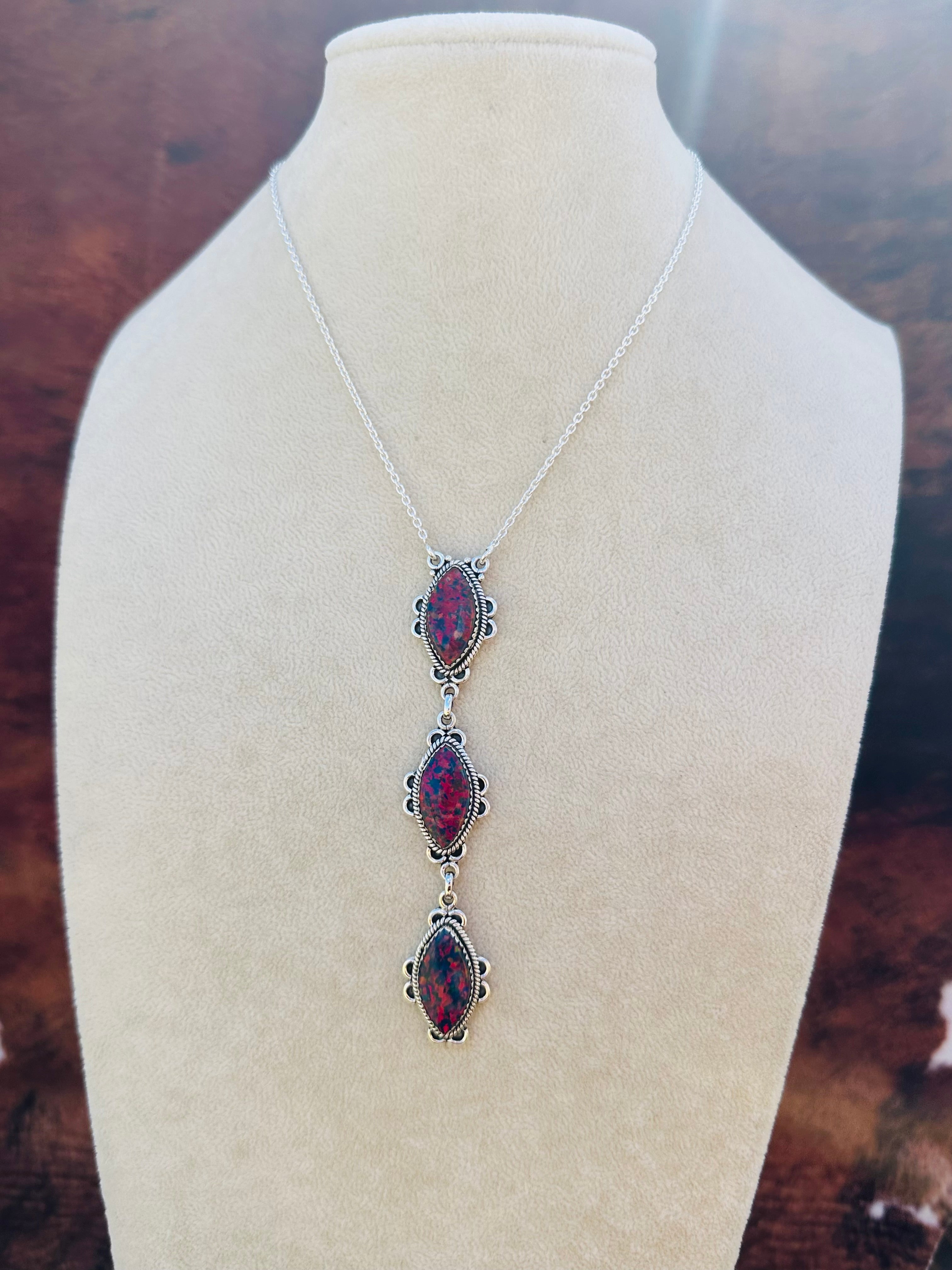Southwest Handmade Purple Opal & Sterling Silver Necklace