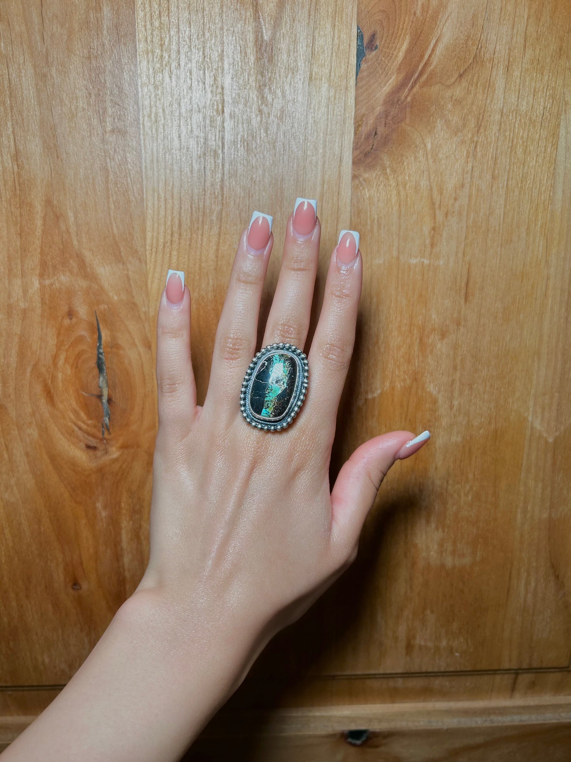 Jameson Garcia Black Jack Turquoise & Sterling Silver Ring Size 7.75