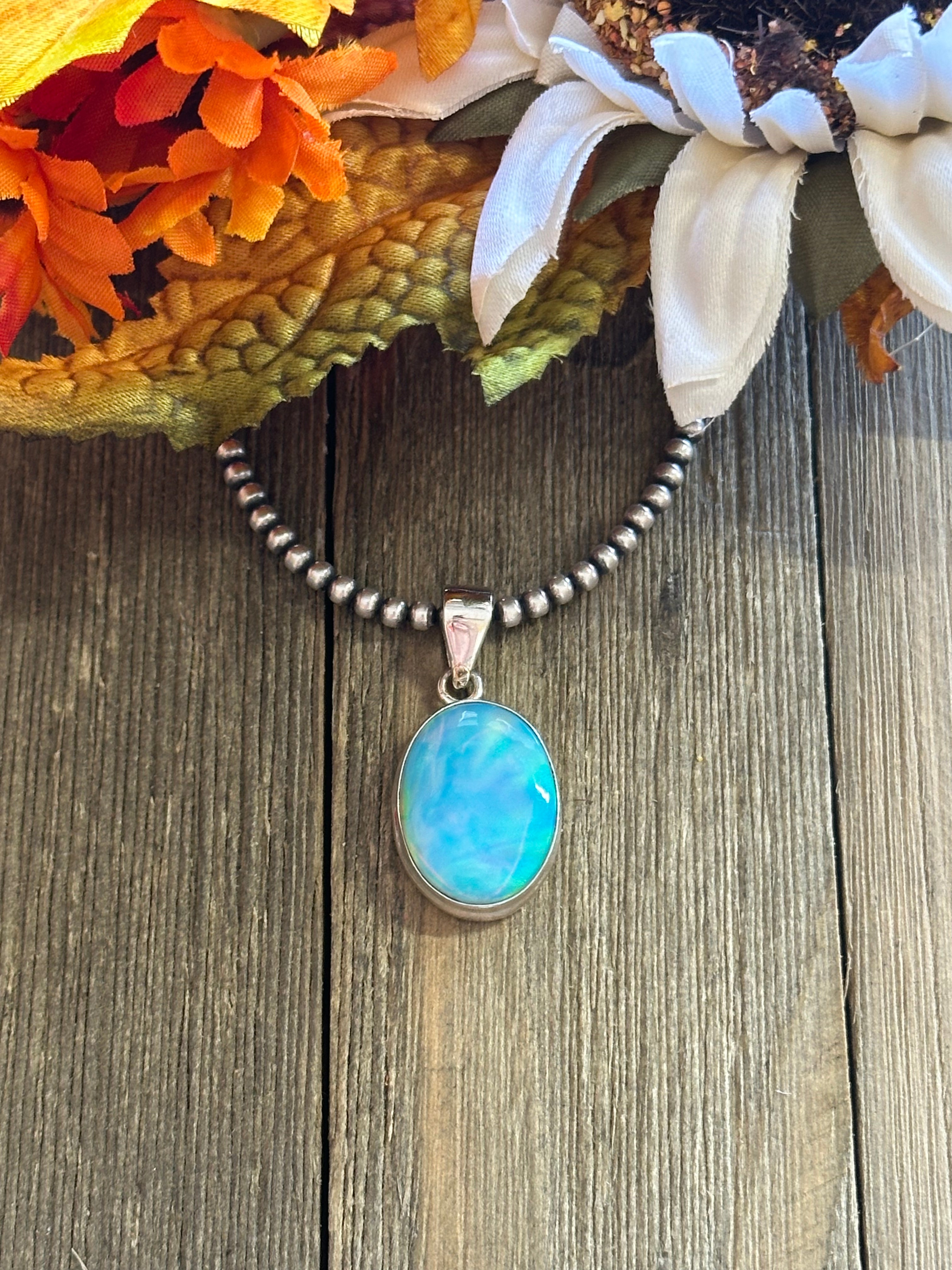 Southwest Handmade Opal & Sterling Silver Pendant