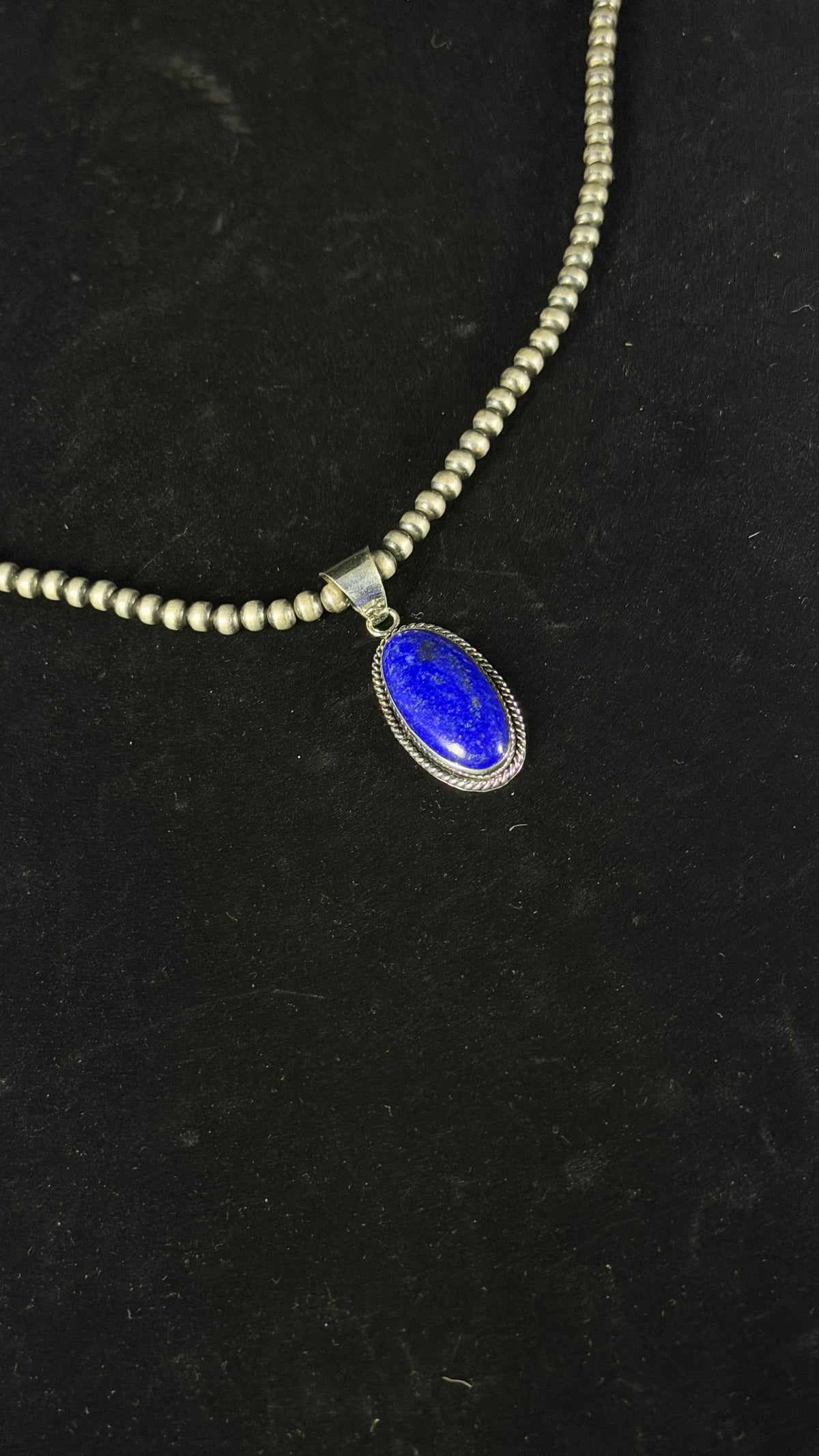 Navajo Made Lapis & Sterling Silver Pendant