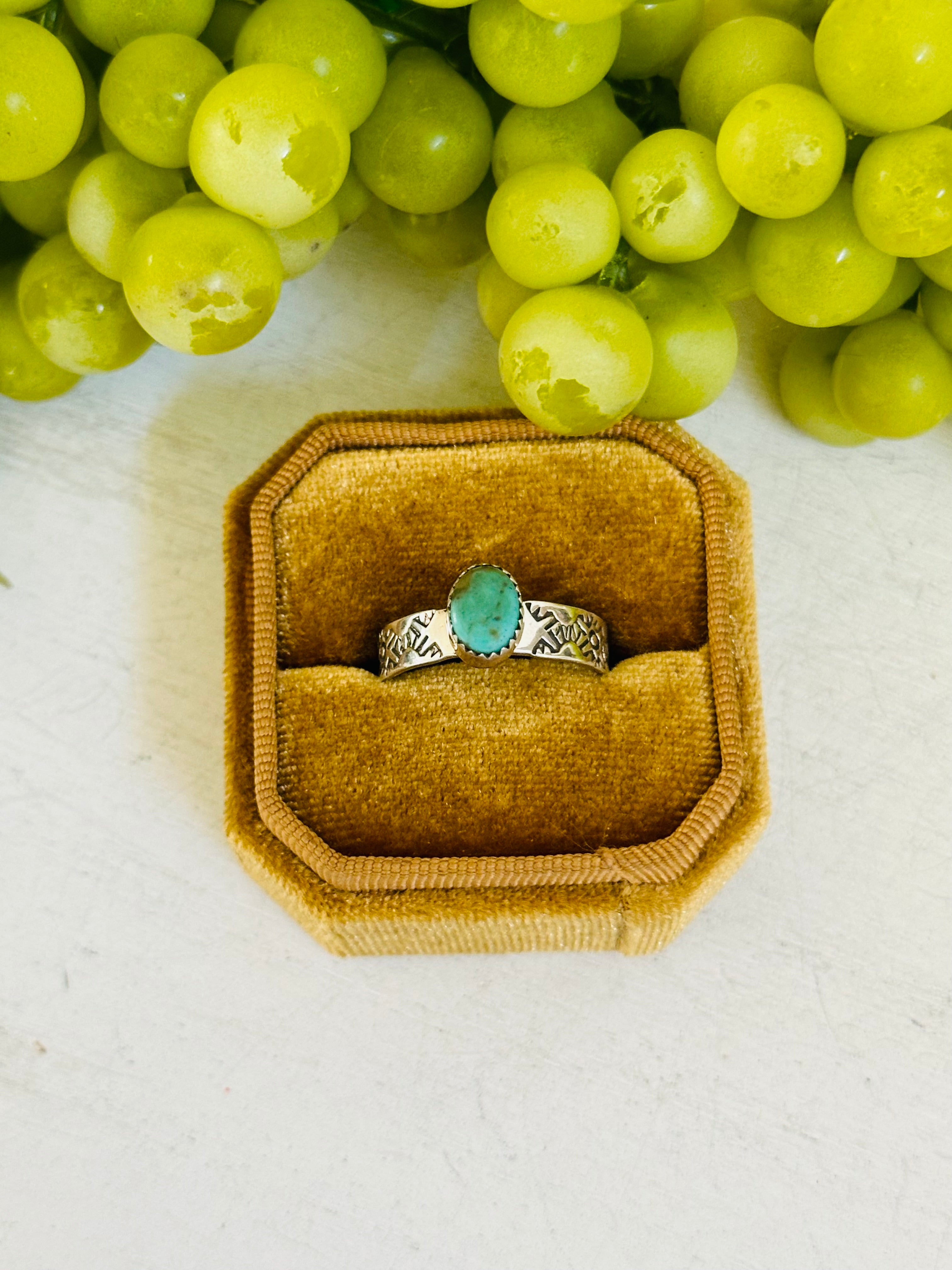 Navajo Made Kingman Turquoise & Sterling Silver Ring