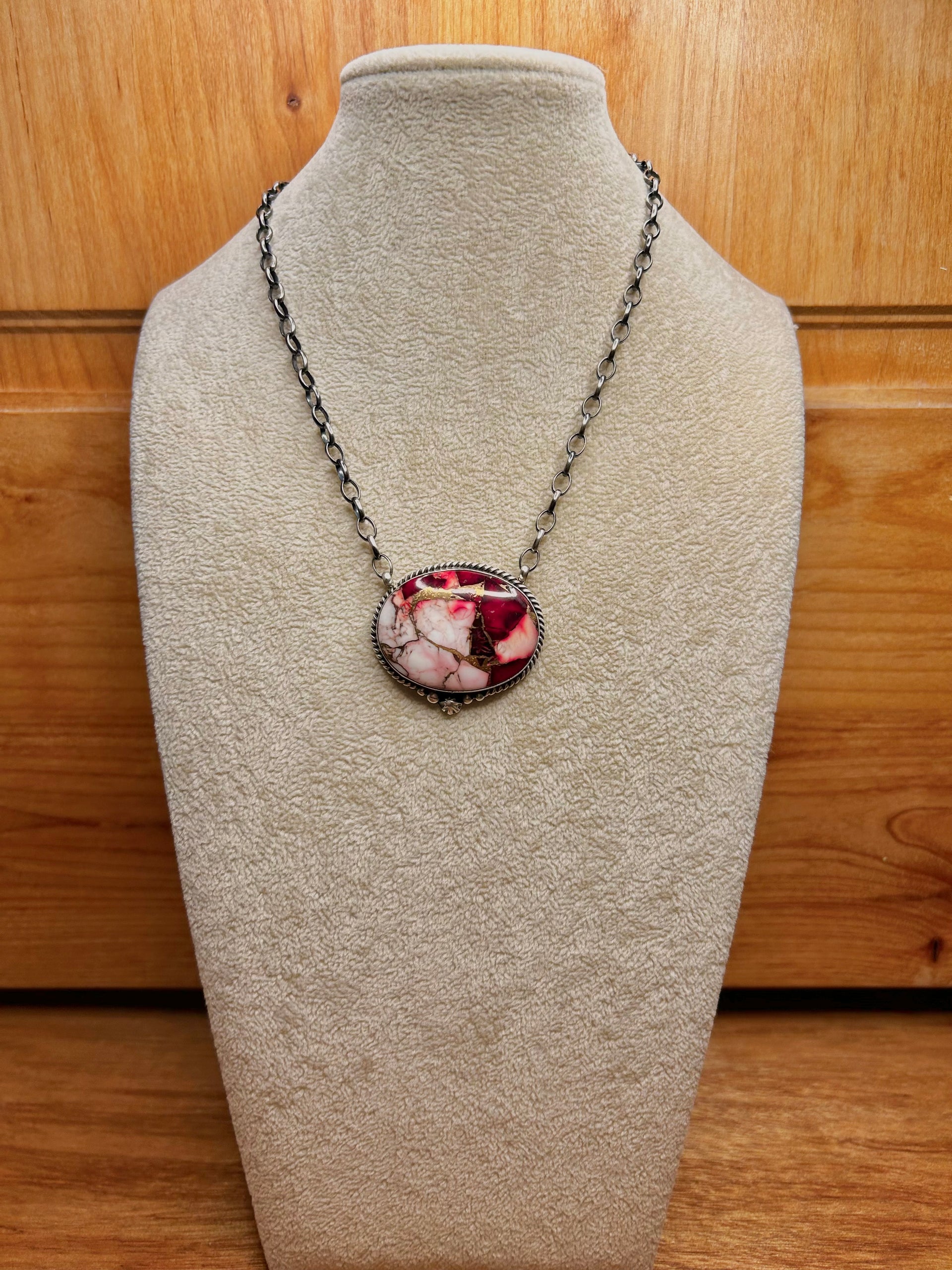 Johnny Dixon Rose Dahlia & Sterling Silver Necklace