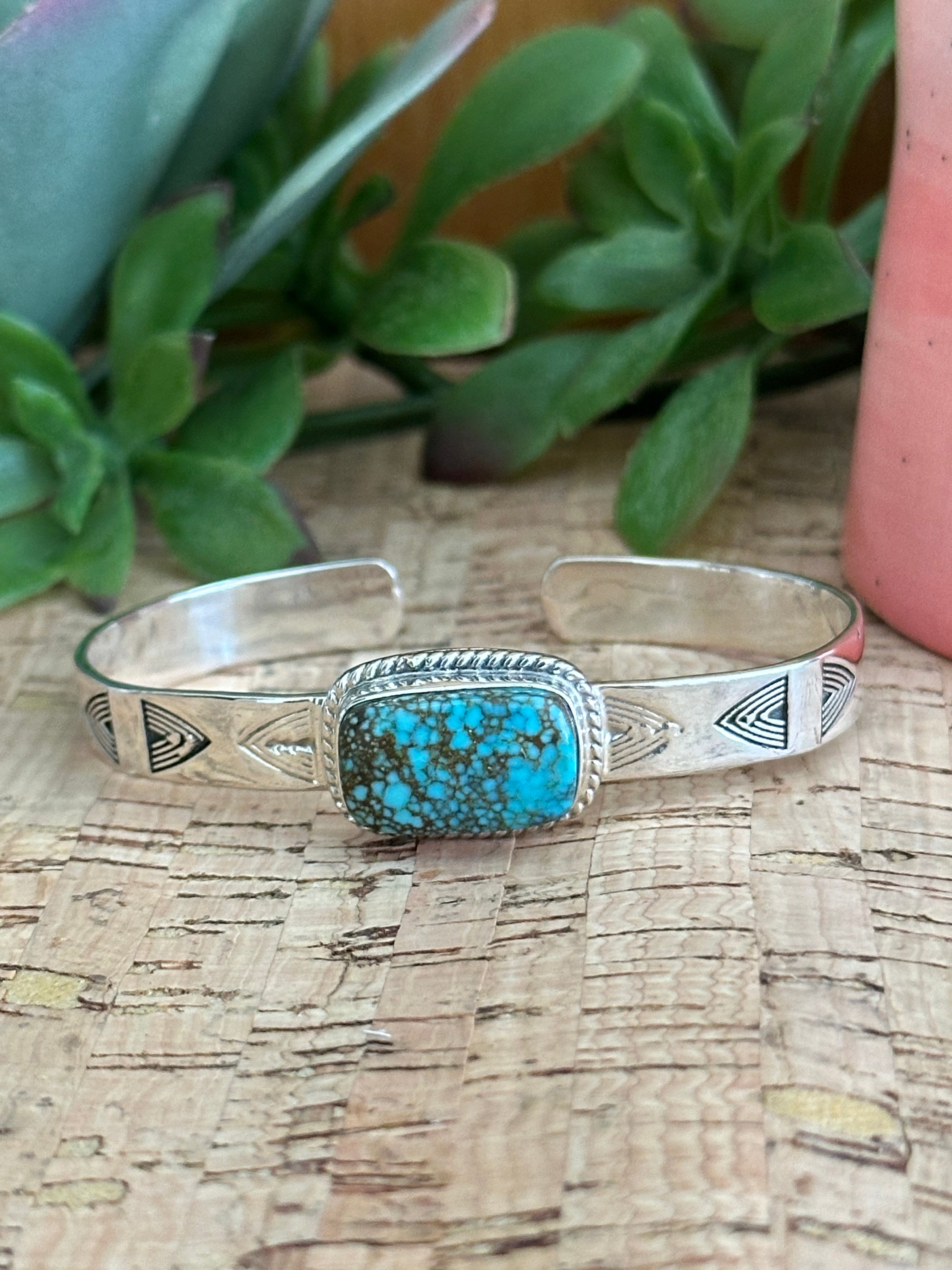 Southwest Made #8 Turquoise & Sterling Silver Cuff Bracelet