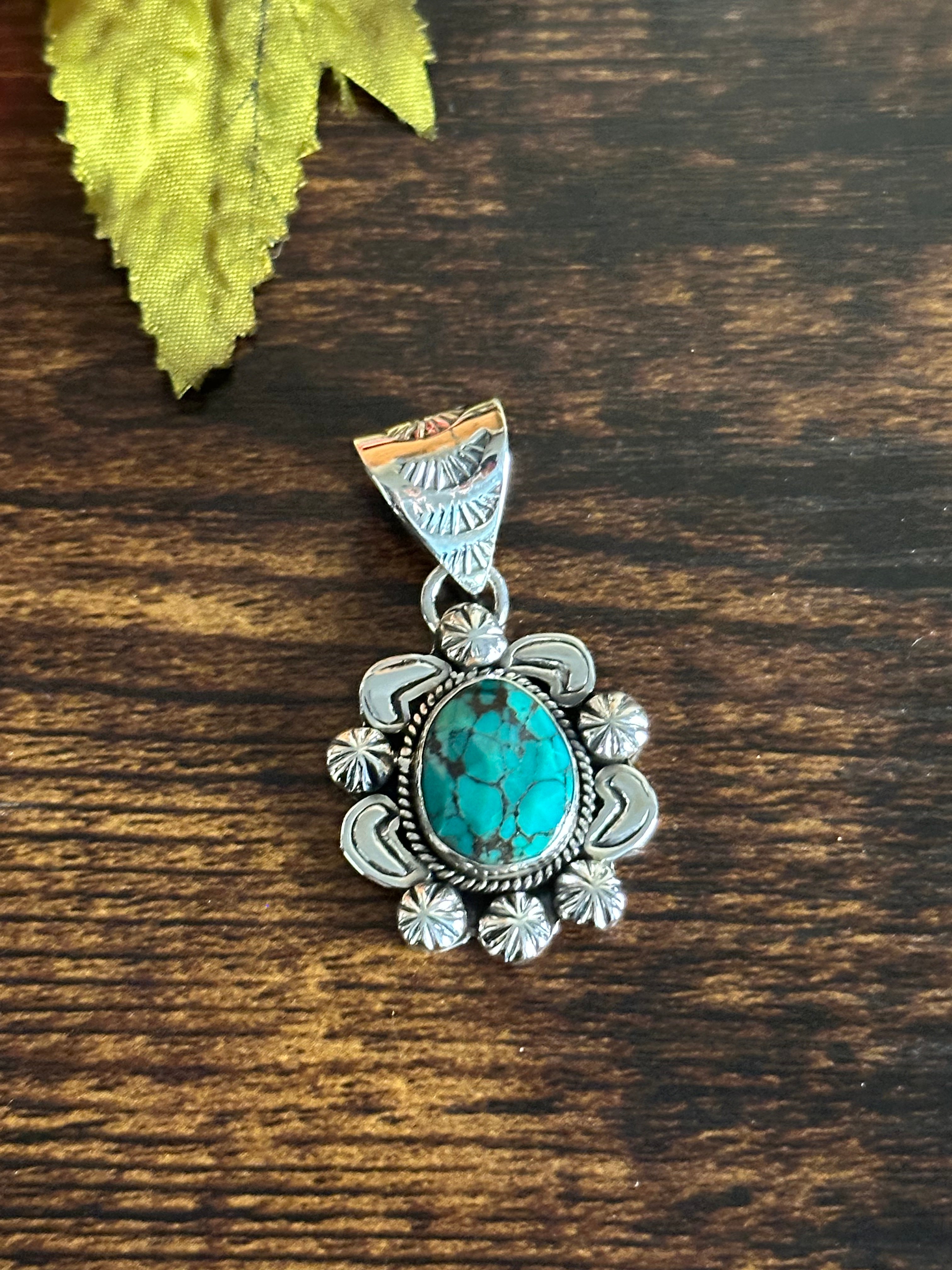 Southwest Handmade Kingman Turquoise & Sterling Silver Pendant