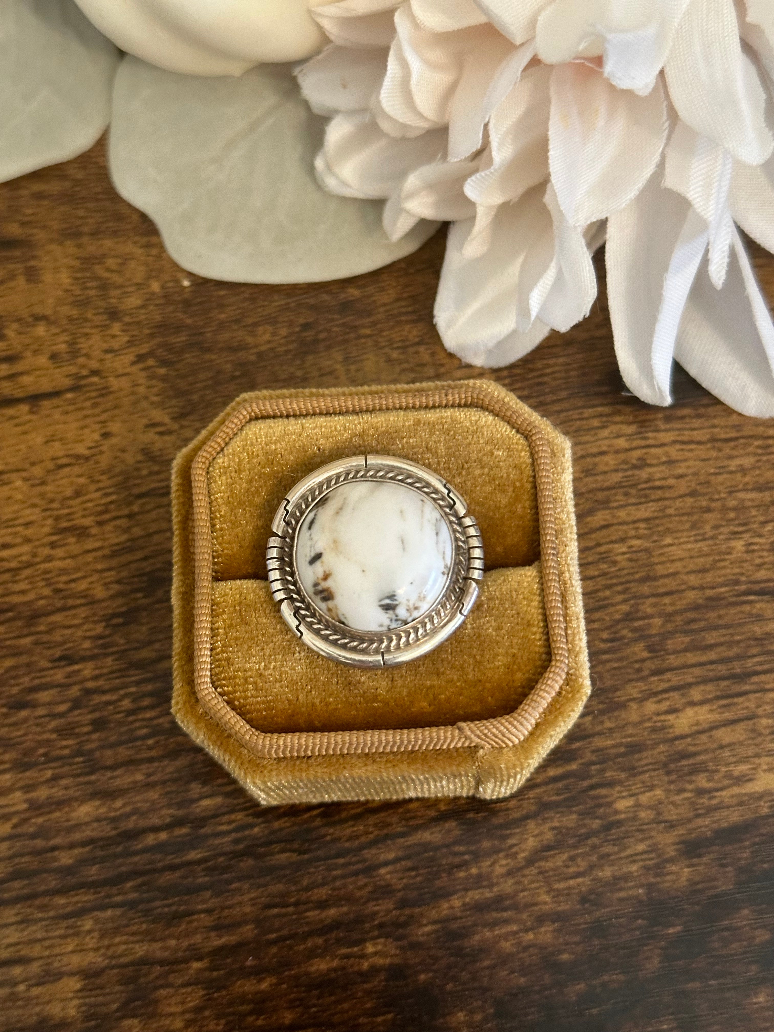 Dave Skeets White Buffalo and Sterling Silver Ring