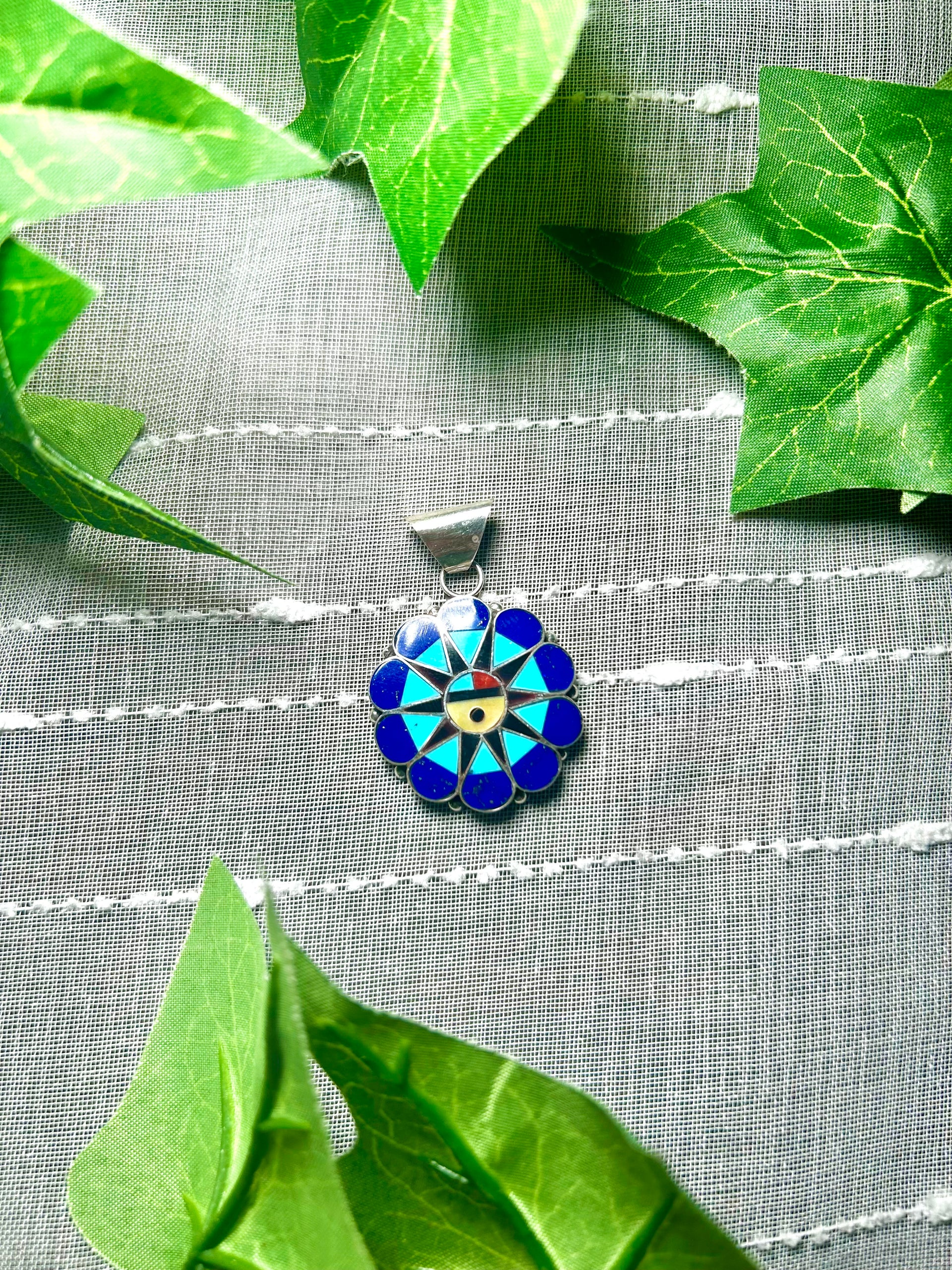 Zuni Multi Stone & Sterling Silver Pendant